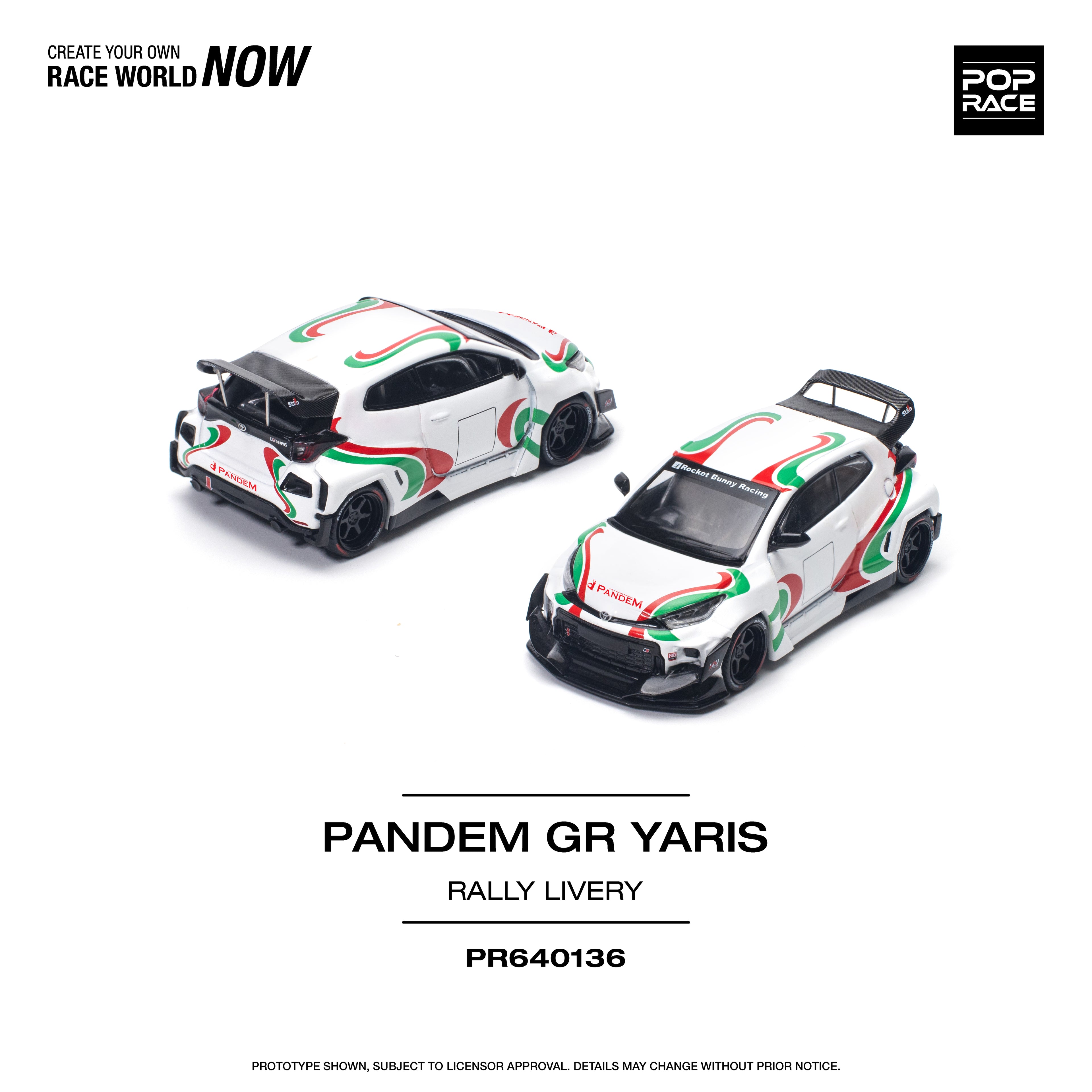 Pop Race 1/64 PANDEM GR Yaris Rally Livery PR640136 Diecast Scale Model