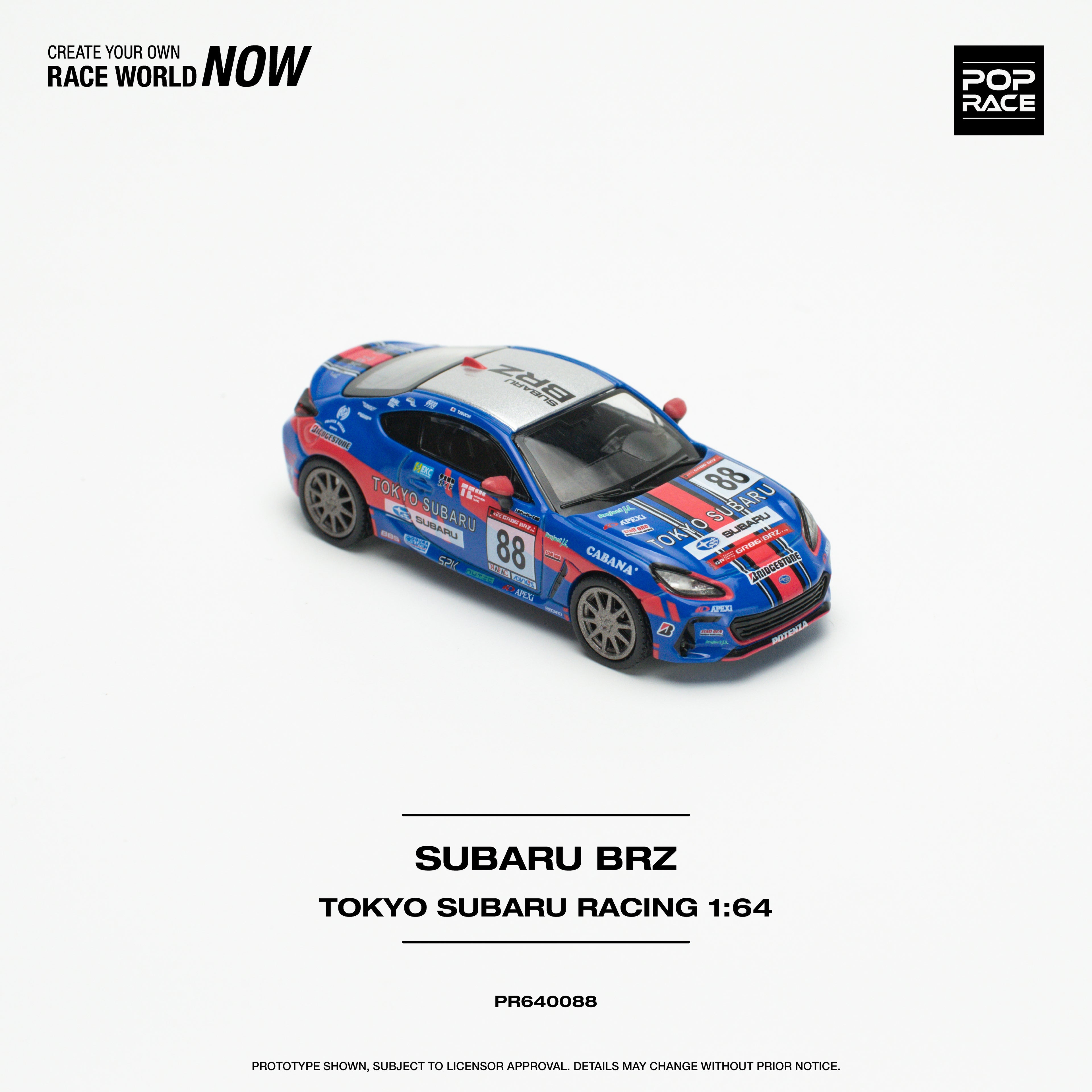 Pop Race 1:64 Subaru BRZ Tokyo Subaru Racing PR640088 Diecast Scale Model