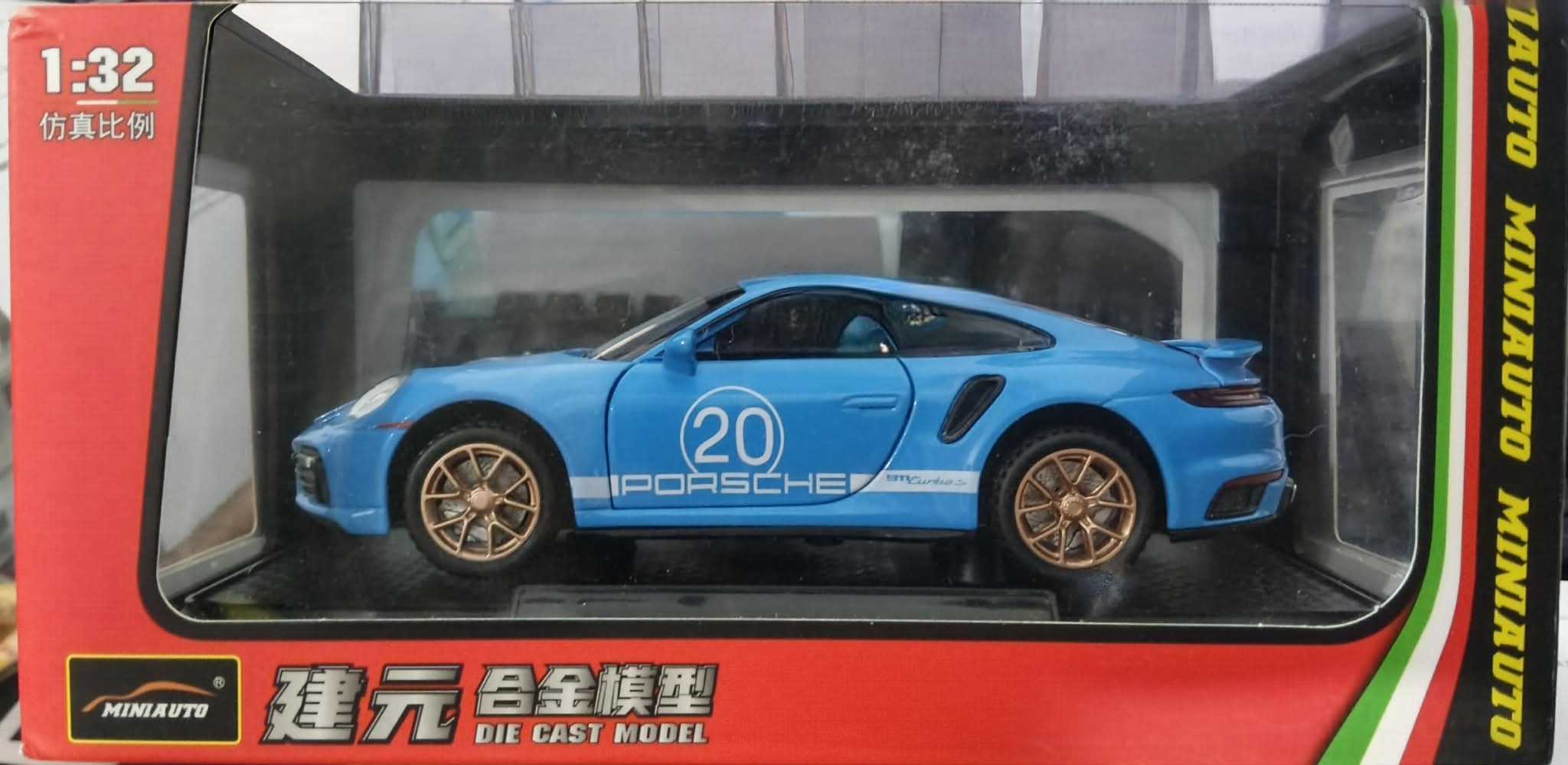 MiniAuto 1/32 Porsche 911 Turbo S Blue 3230C Diecast Scale Model
