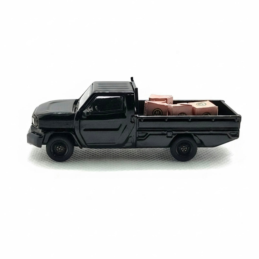 Para64 1/64 2025 Toyota Hilux Champ Tamaraw Black with Steelies LHD PB55702-S Diecast Scale Model Car