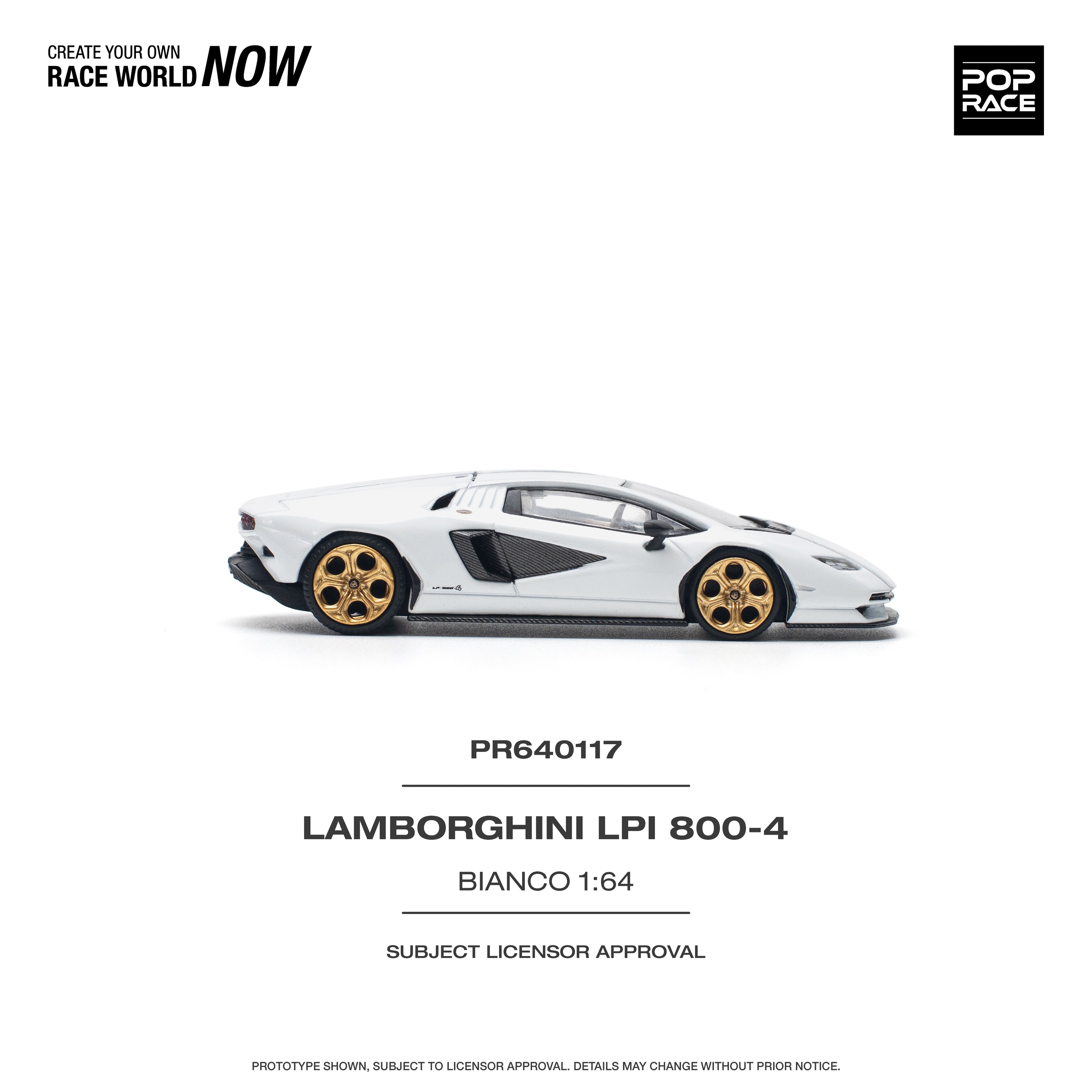 Pop Race 1/64 Lamborghini Countach LPI 800-4 Bianco PR640117 Diecast Scale Model