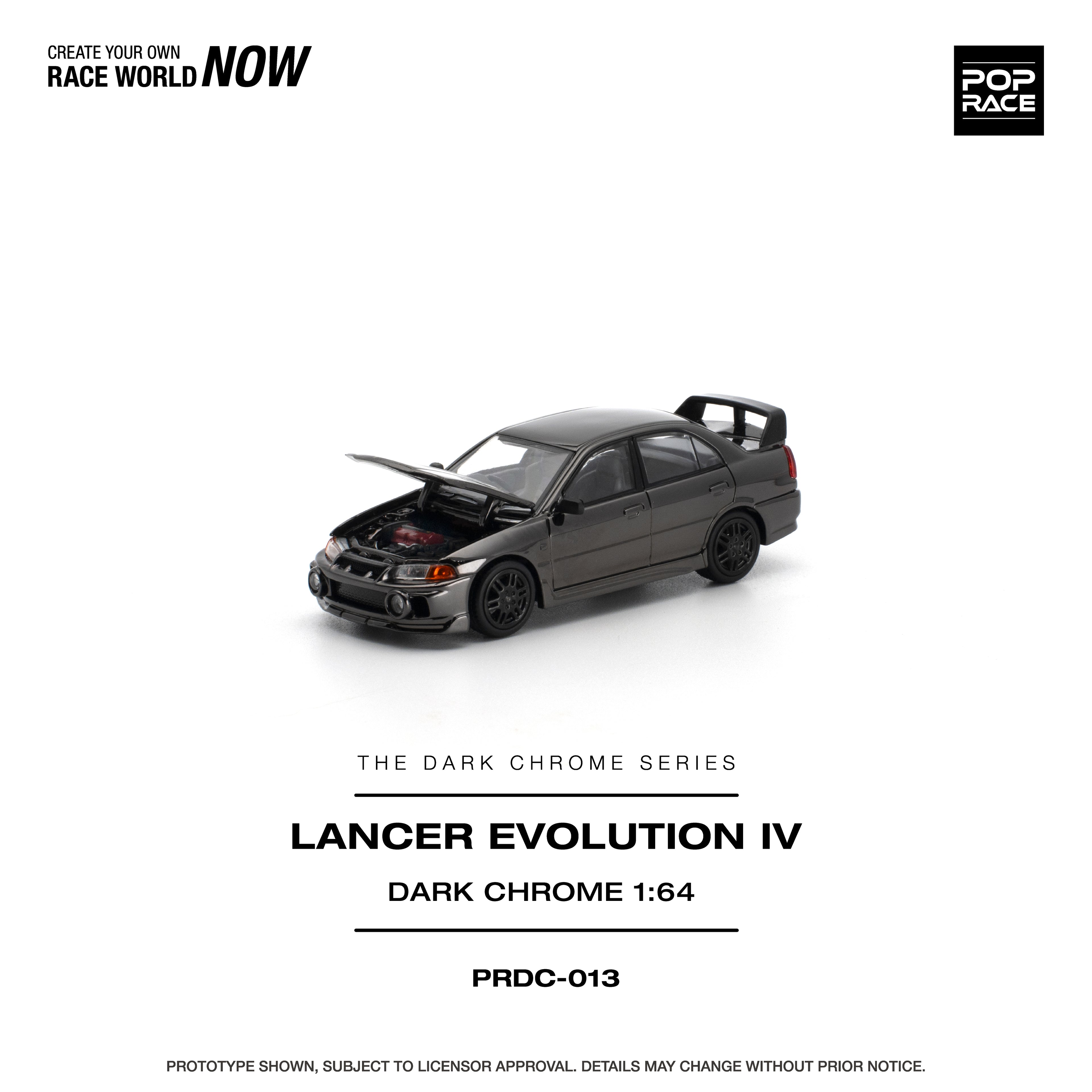 [PRE ORDER] Pop Race 1/64 Lancer Evolution IV Dark Chrome PRDC013 Diecast Scale Model