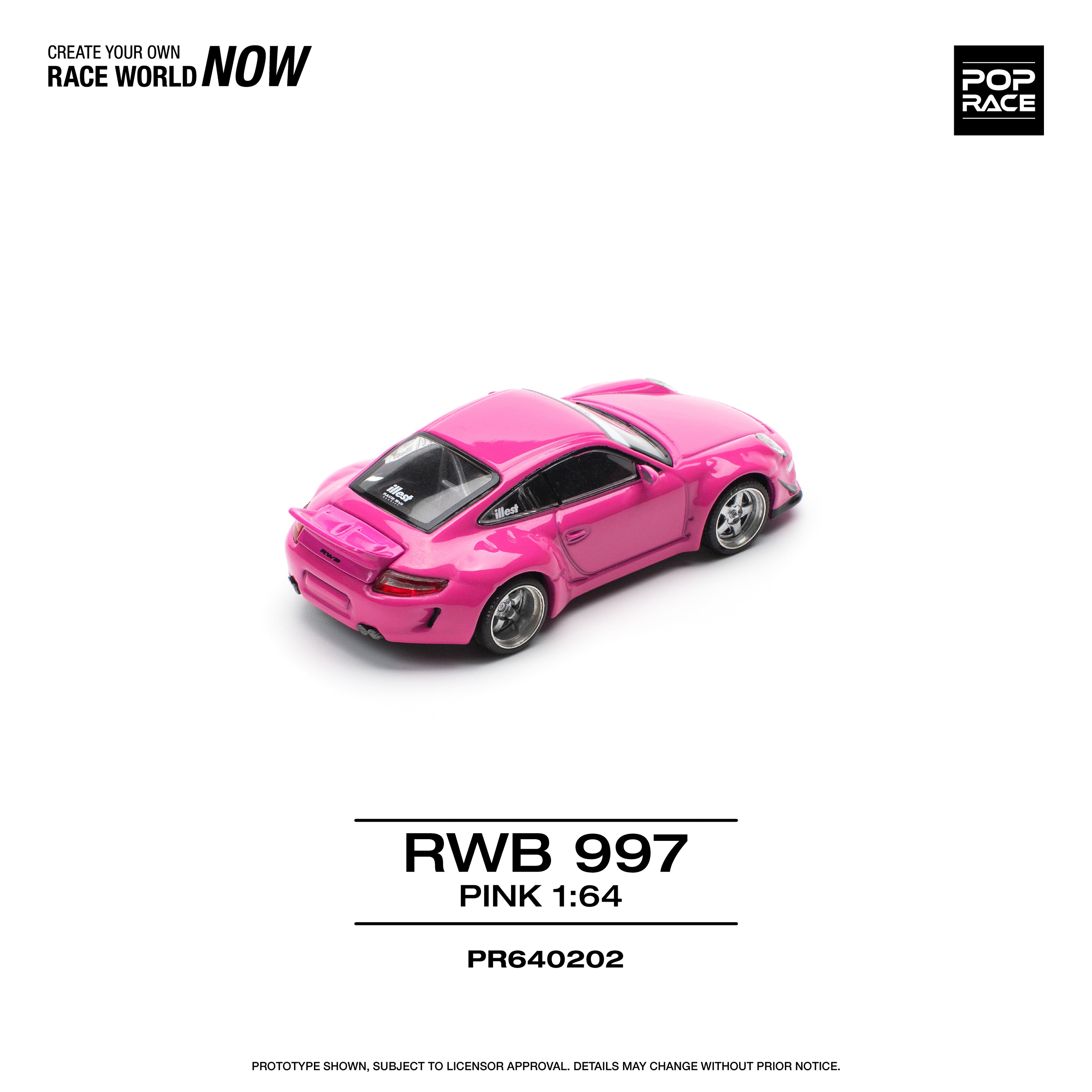 Pop Race 1/64 RWB 997 Pink PR640202 Diecast Scale Model