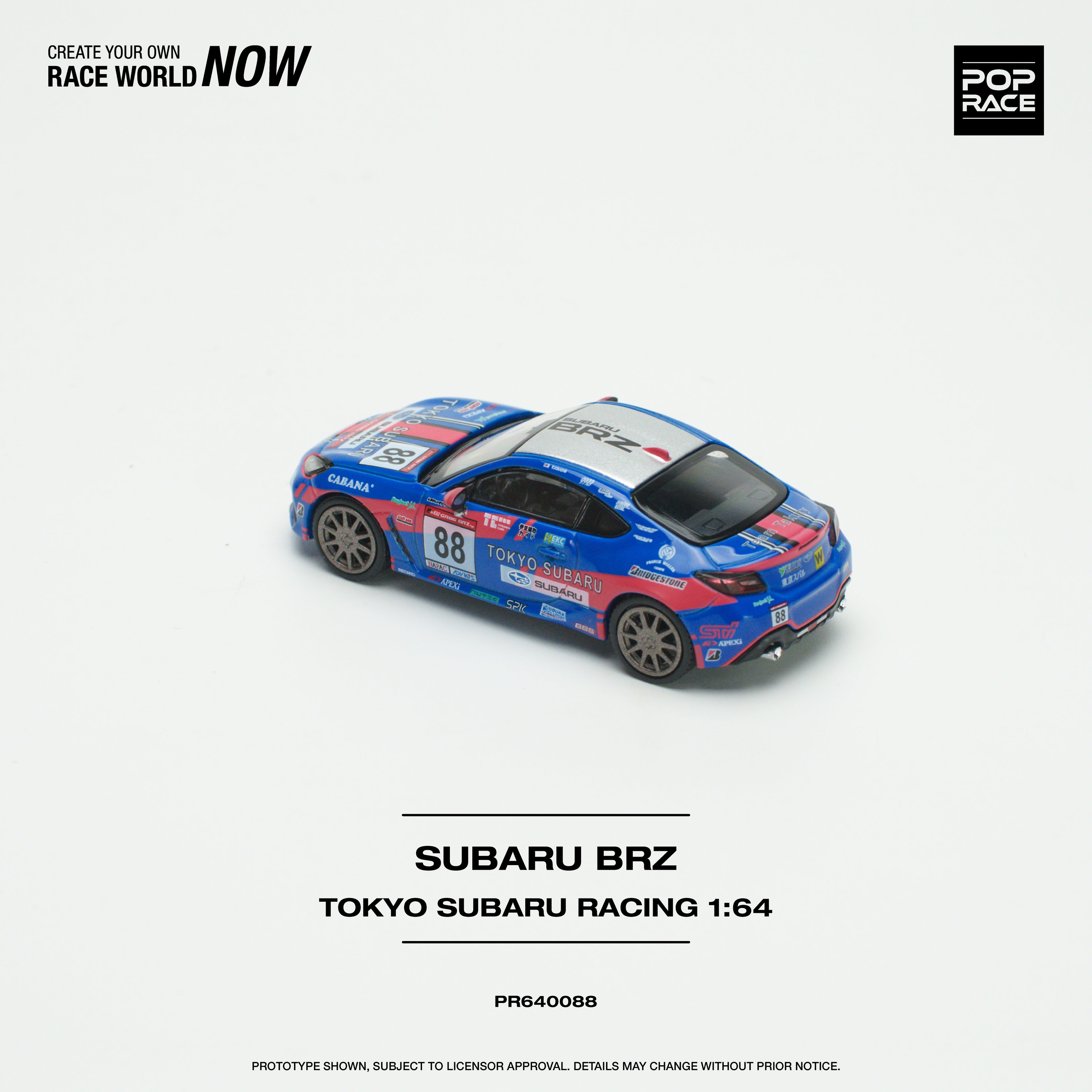 Pop Race 1:64 Subaru BRZ Tokyo Subaru Racing PR640088 Diecast Scale Model
