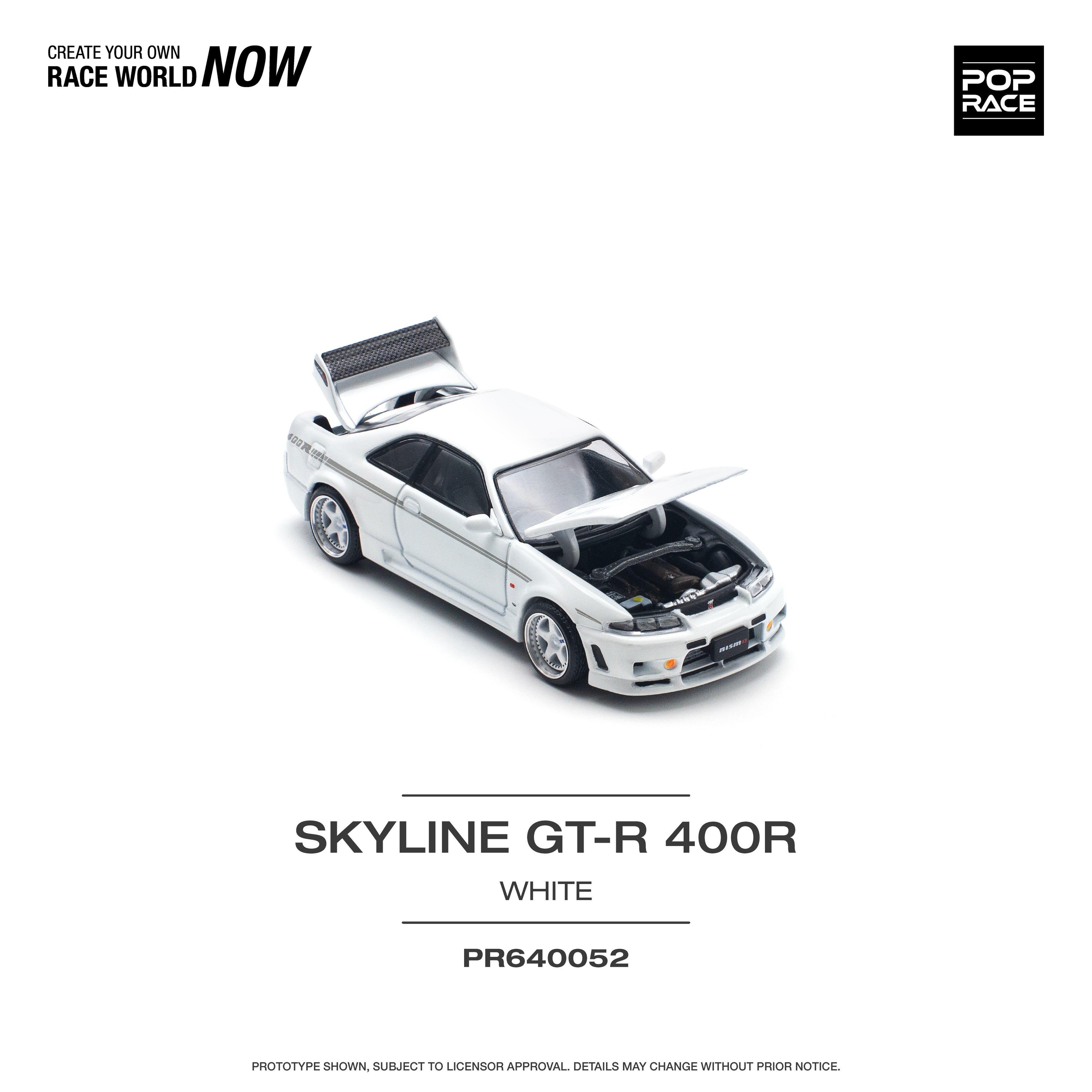 Pop Race 1/64 Nissan GT-R Nismo 400R White PR640052 Diecast Scale Model