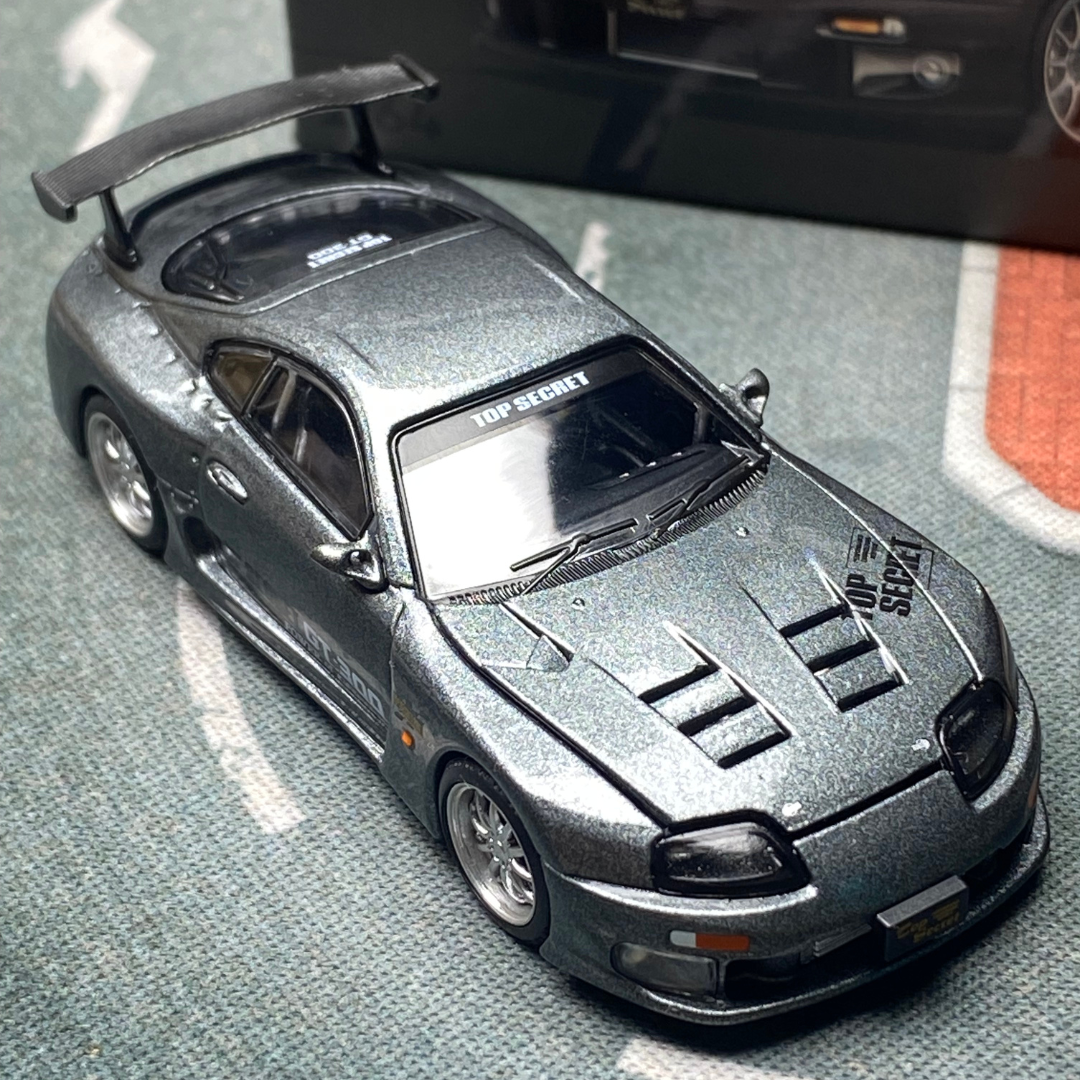 Pop Race 1/64 Top Secret GT300 Supra Gray IDE 2025 Exclusive PR640422 Diecast Scale Model
