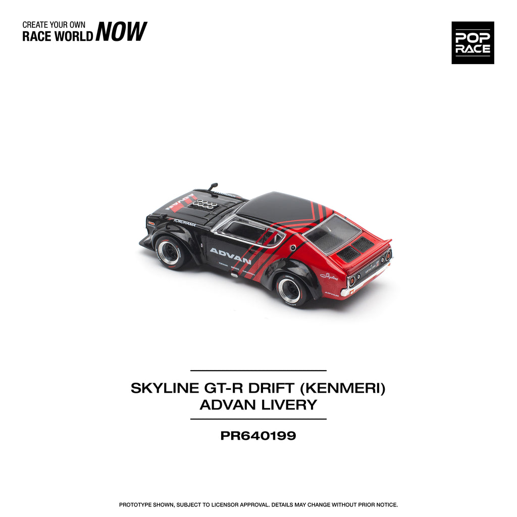 Pop Race 1/64 Skyline GT-R Drift (KENMERI) Advan Live PR640199 Diecast Scale Model