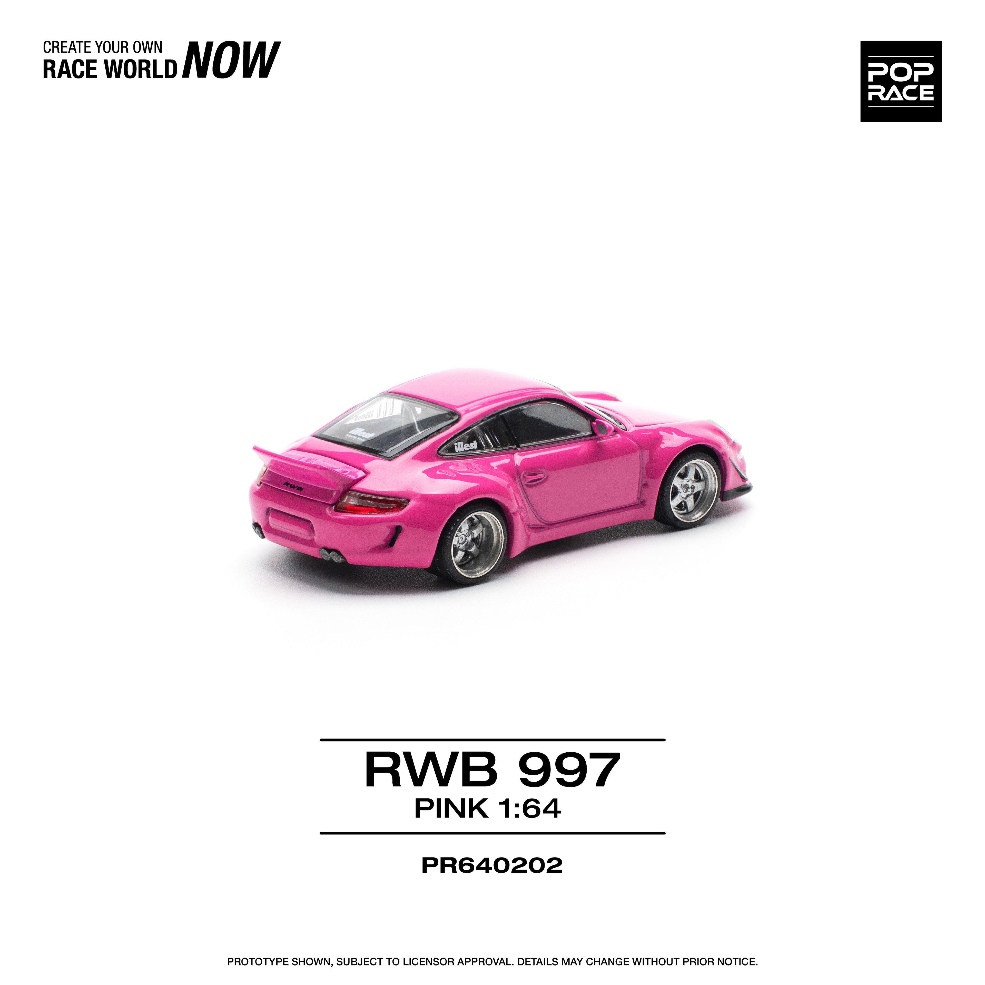 Pop Race 1/64 RWB 997 Pink PR640202 Diecast Scale Model