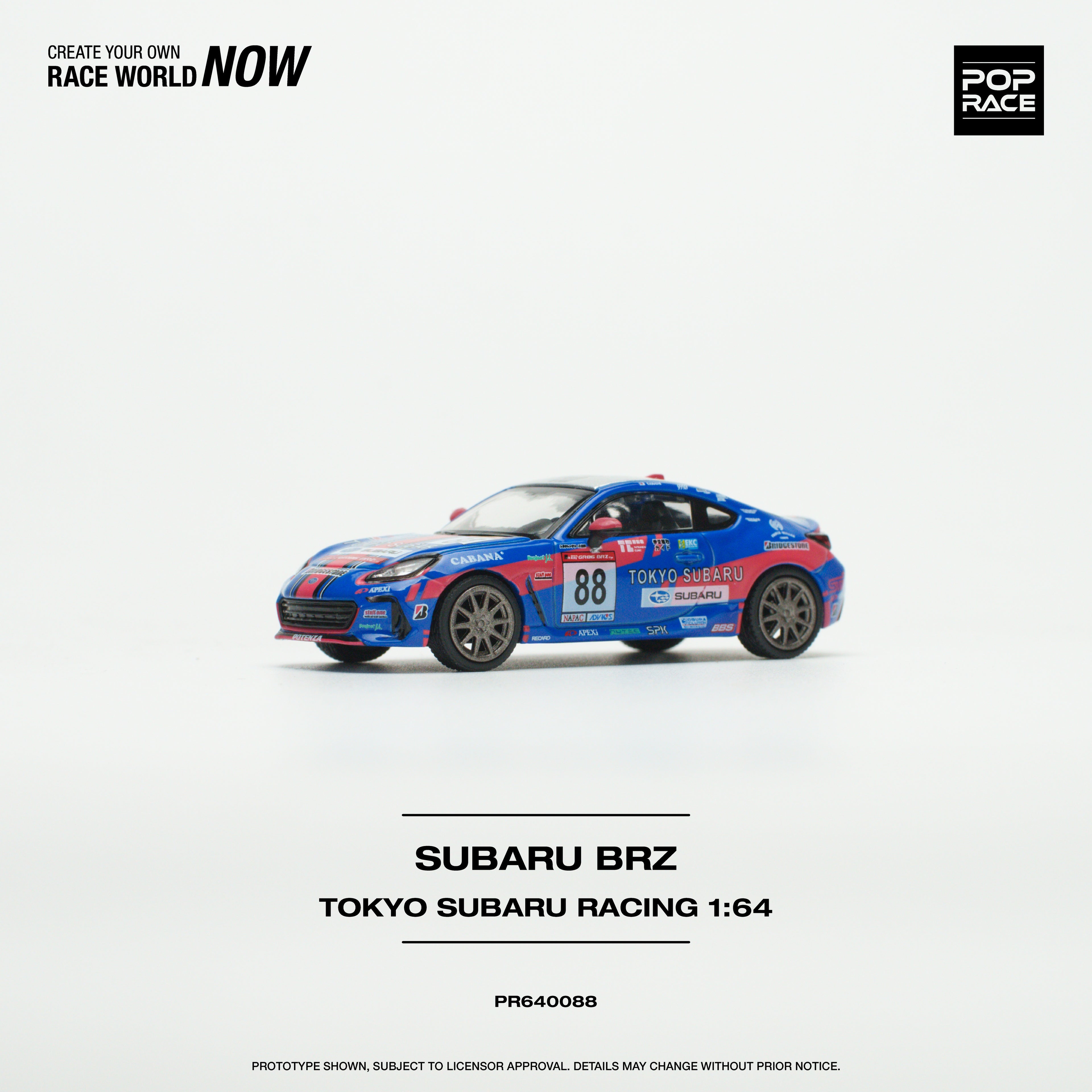 Pop Race 1:64 Subaru BRZ Tokyo Subaru Racing PR640088 Diecast Scale Model