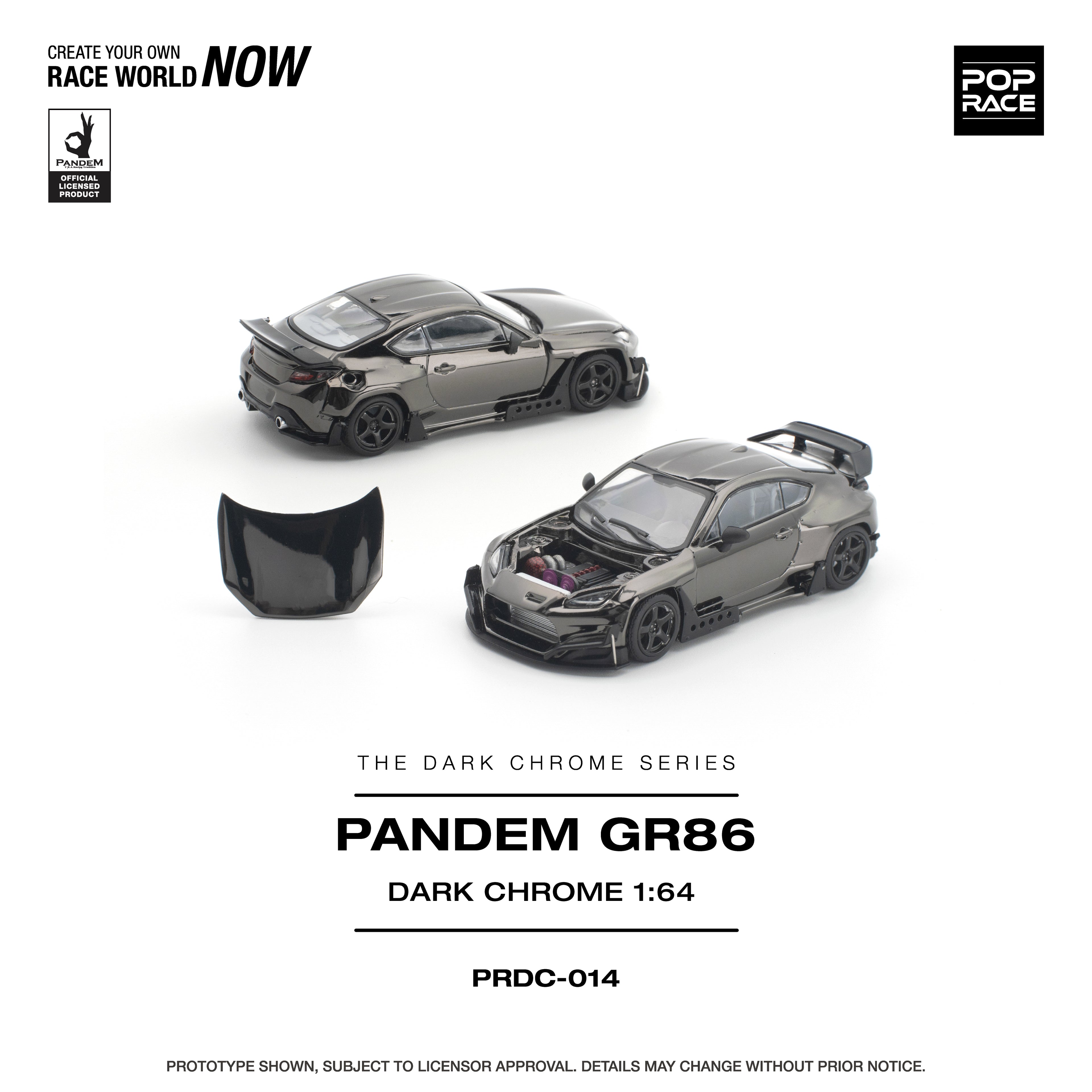 [PRE ORDER] Pop Race 1/64 Pandem GR86 Dark Chrome PRDC014 Diecast Scale Model