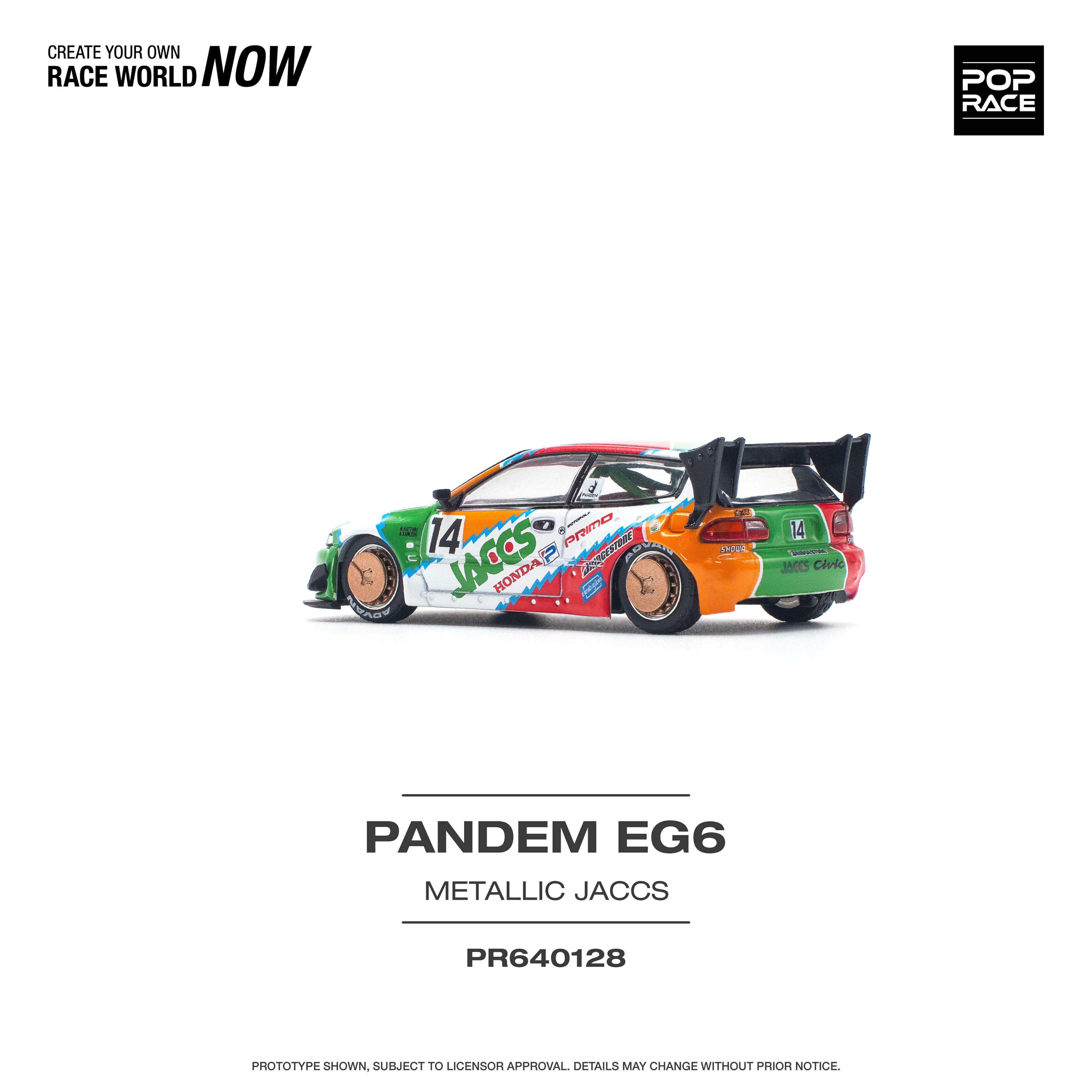 Pop Race 1/64 PANDEM CIVIC EG6 v1.5 JACCS PR640128 Diecast Scale Model