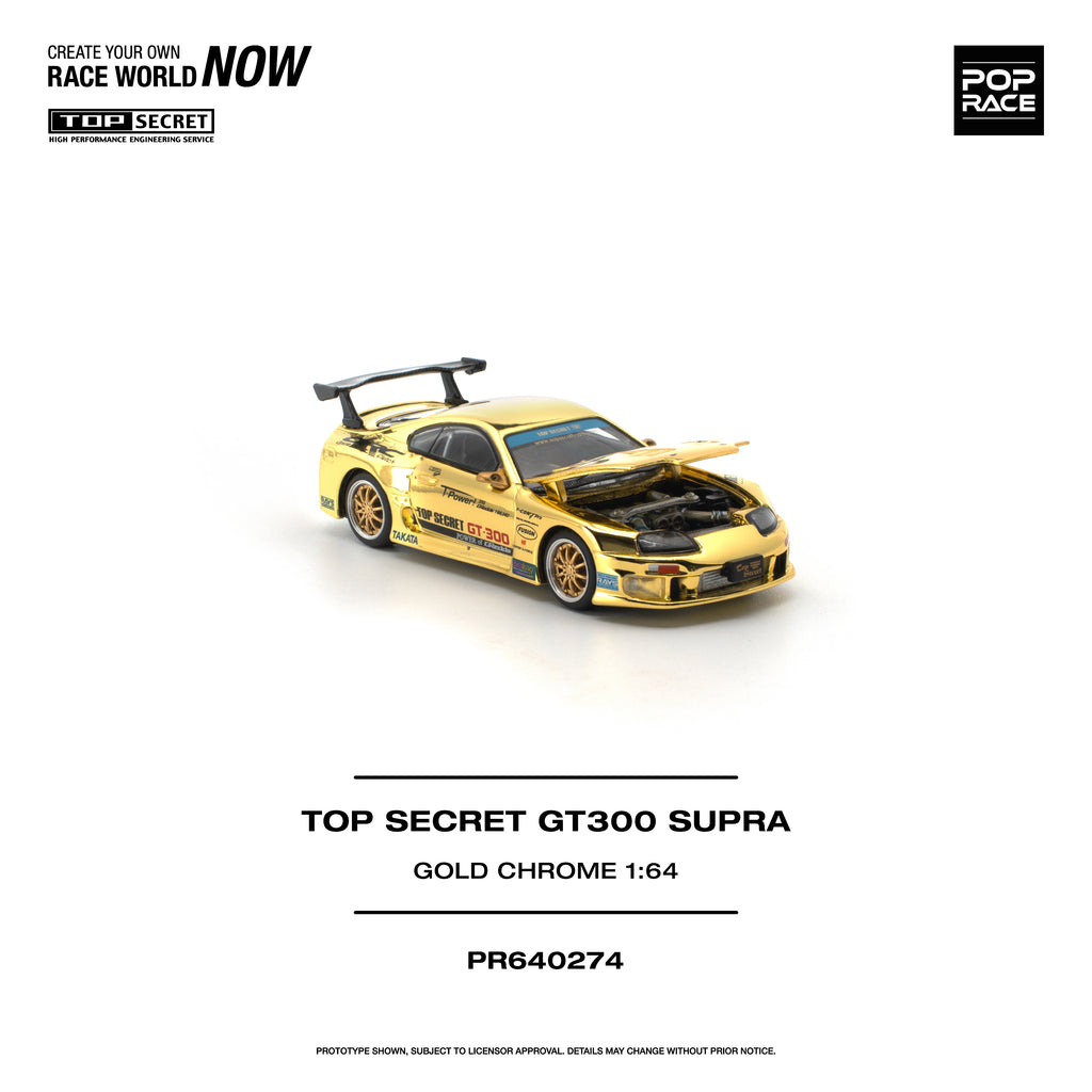 [PRE ORDER] Pop Race 1/64 Top Secret GT300 Supra Gold Chrome PR640274 Diecast Scale Model