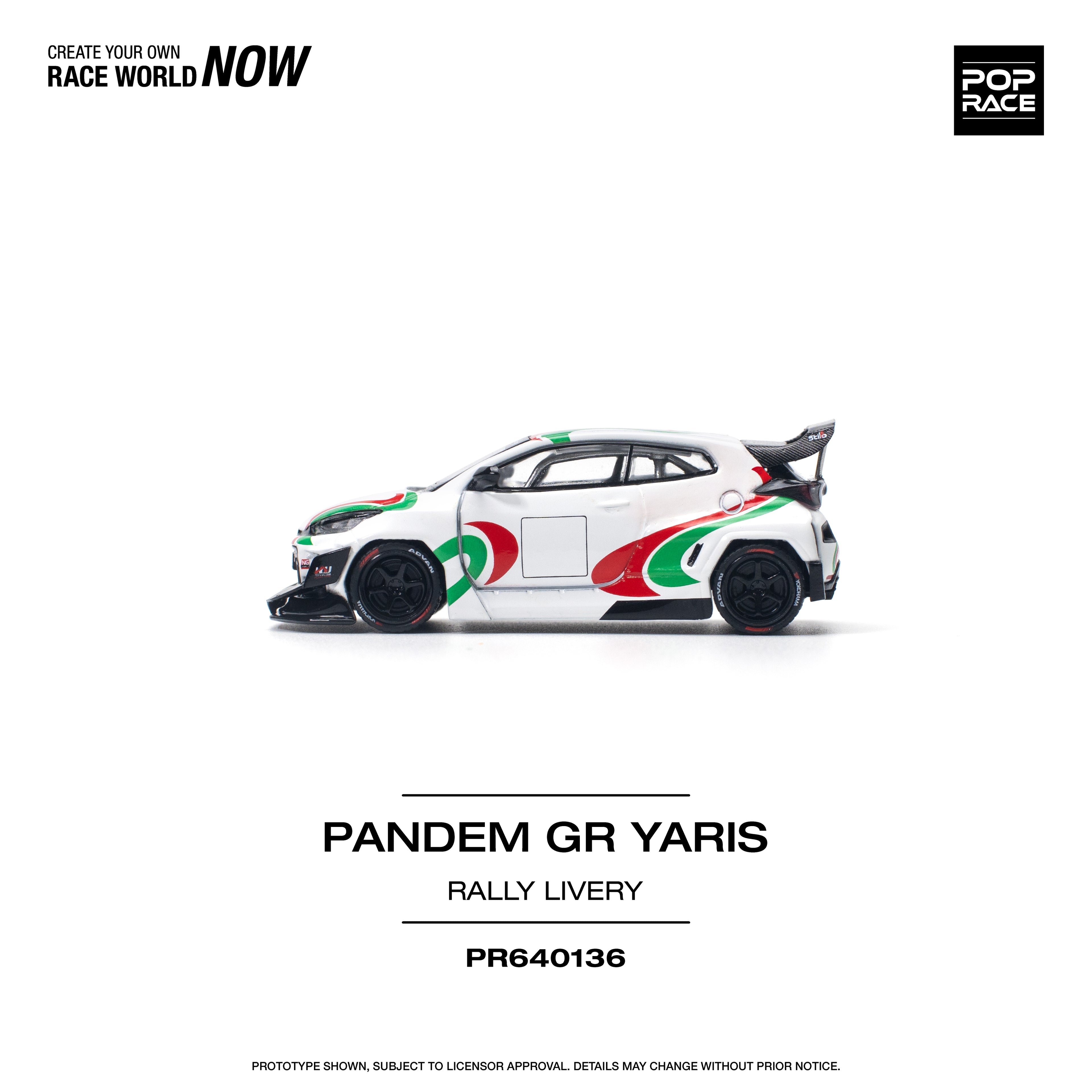 Pop Race 1/64 PANDEM GR Yaris Rally Livery PR640136 Diecast Scale Model