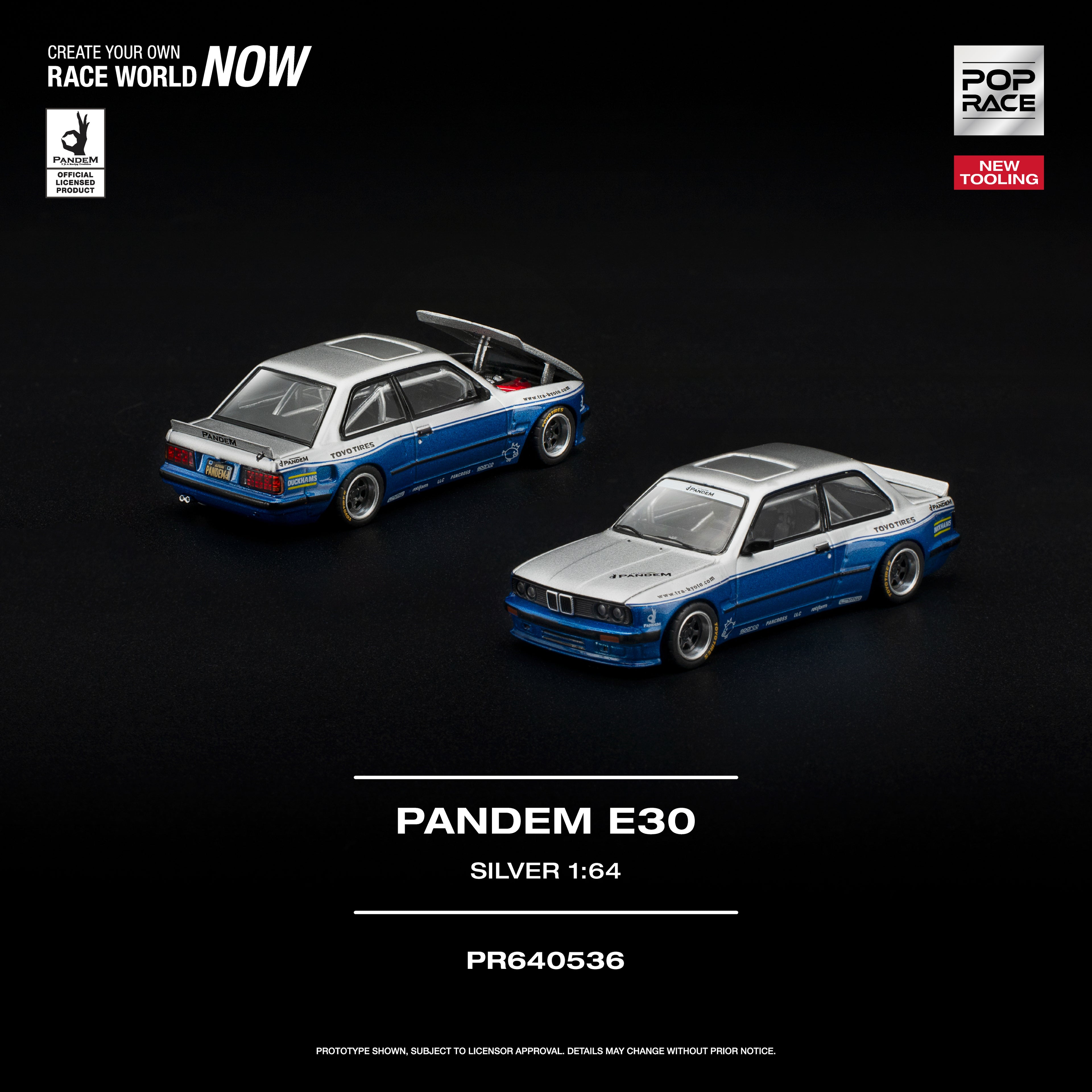 [PRE ORDER] Pop Race 1/64 PANDEM E30 SILVER PR640536 Diecast Scale Model Car