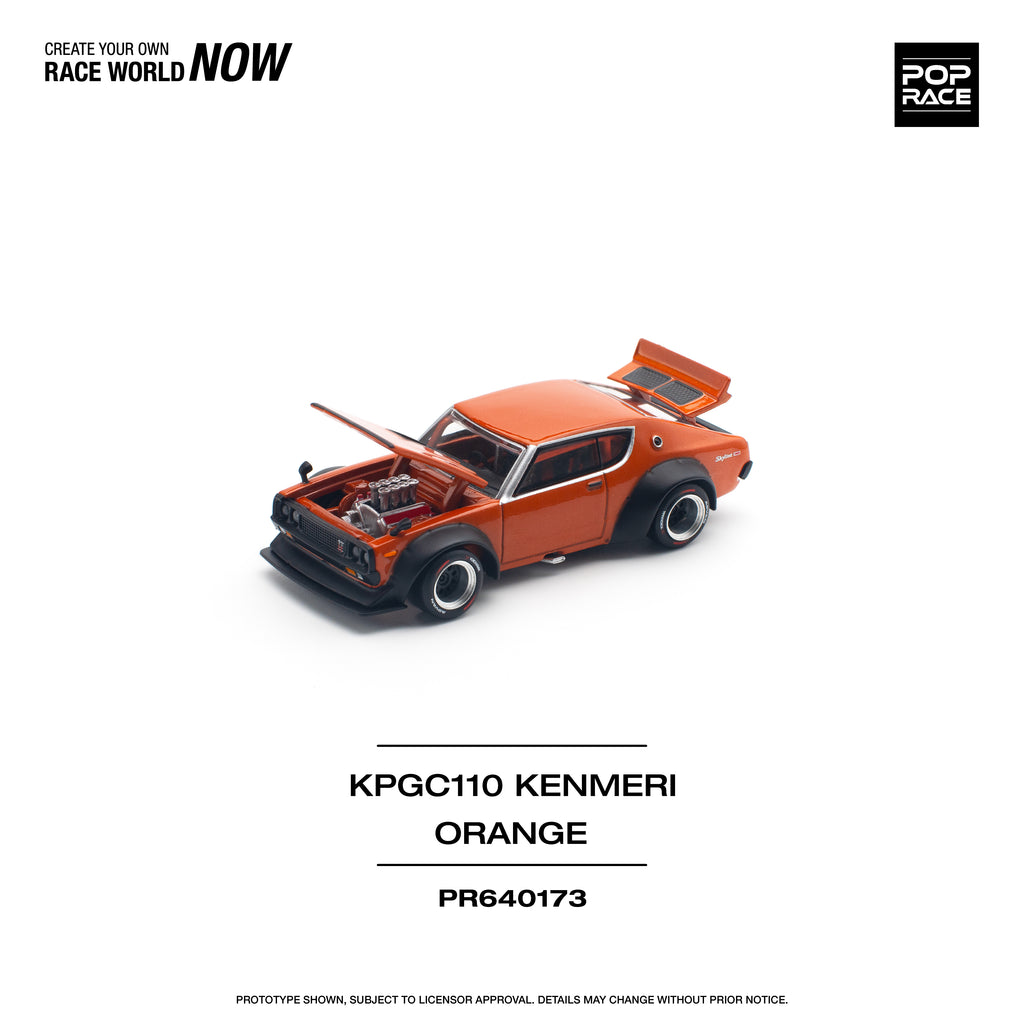 Pop Race 1/64 Nissan Skyline GTR V8 Drift (KENMERI) Orange PR640173 Diecast Scale Model
