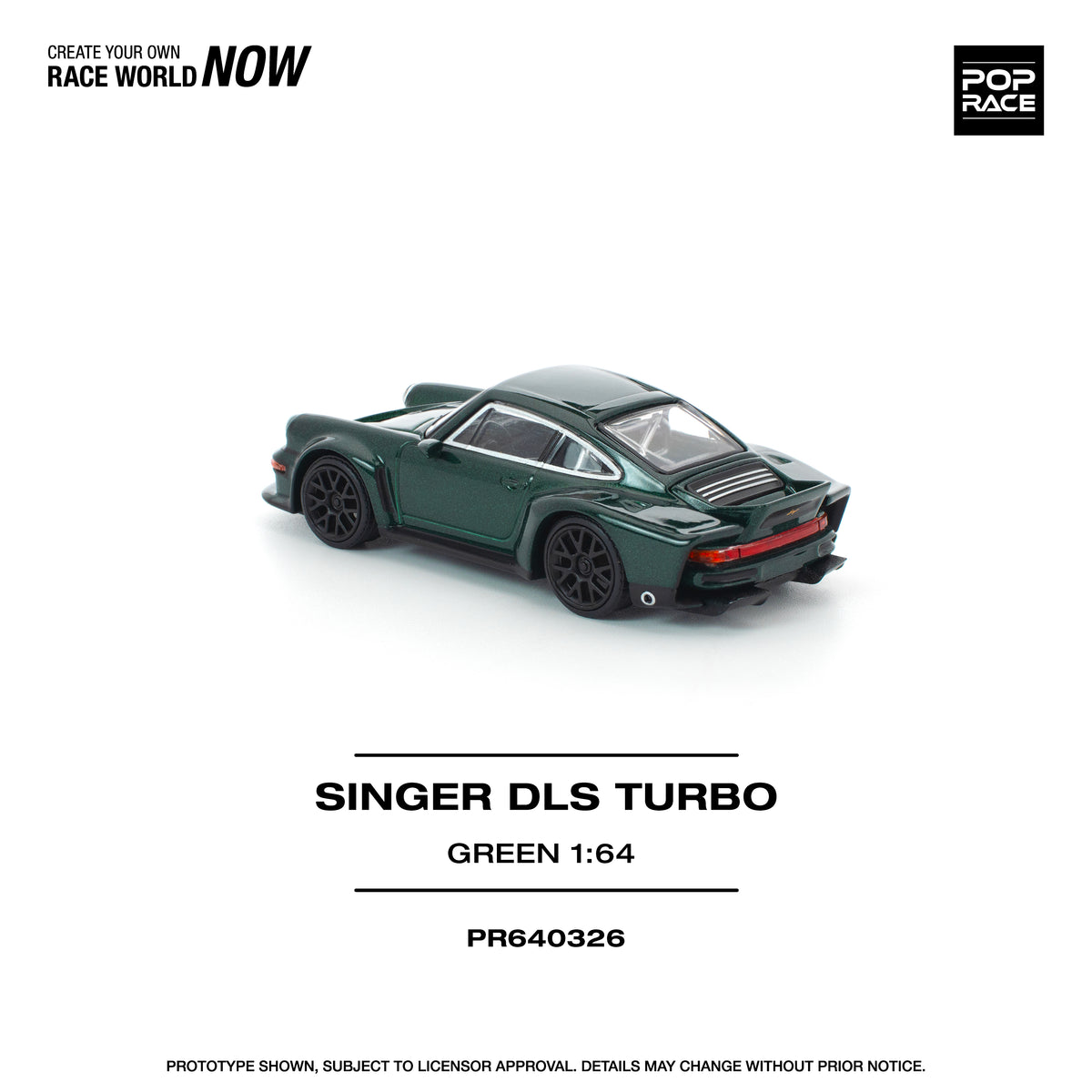 Pop Race 1/64 Singer DLS Turbo Road Green PR640326 Diecast Scale Model