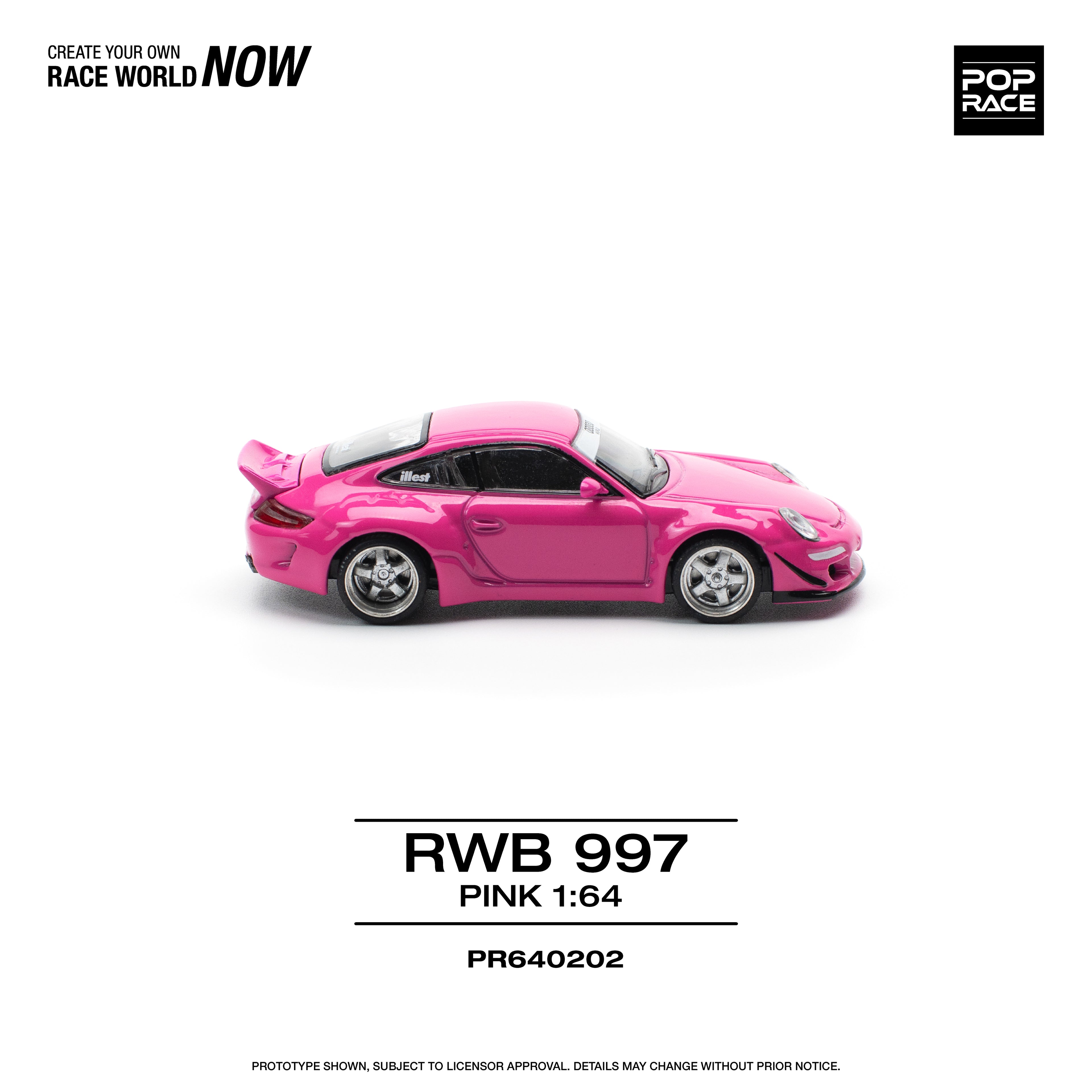 Pop Race 1/64 RWB 997 Pink PR640202 Diecast Scale Model