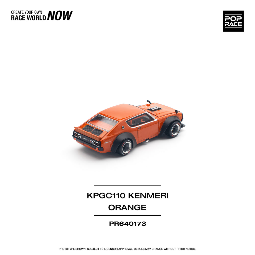 Pop Race 1/64 Nissan Skyline GTR V8 Drift (KENMERI) Orange PR640173 Diecast Scale Model