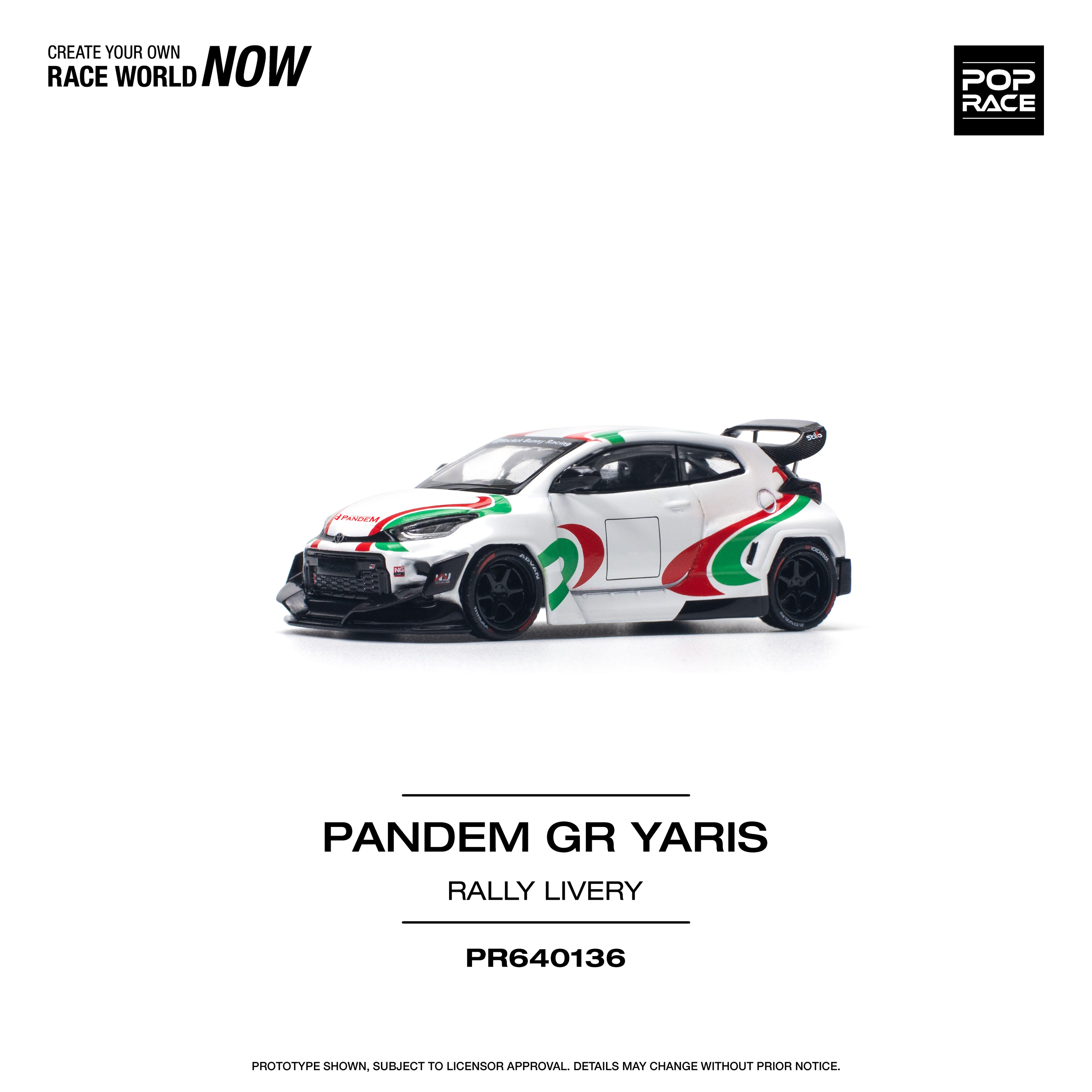 Pop Race 1/64 PANDEM GR Yaris Rally Livery PR640136 Diecast Scale Model