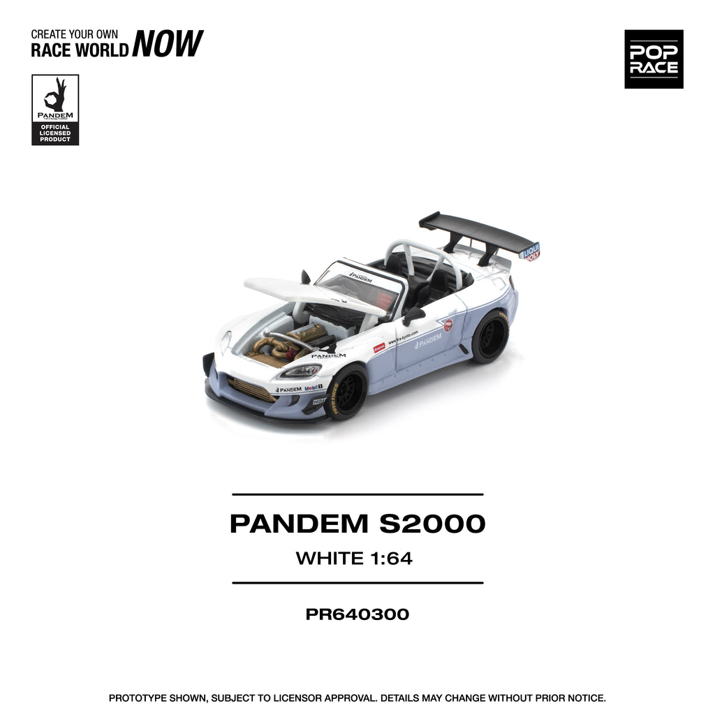 Pop Race 1/64 Honda S2000 Pandem White PR640300 Diecast Scale Model