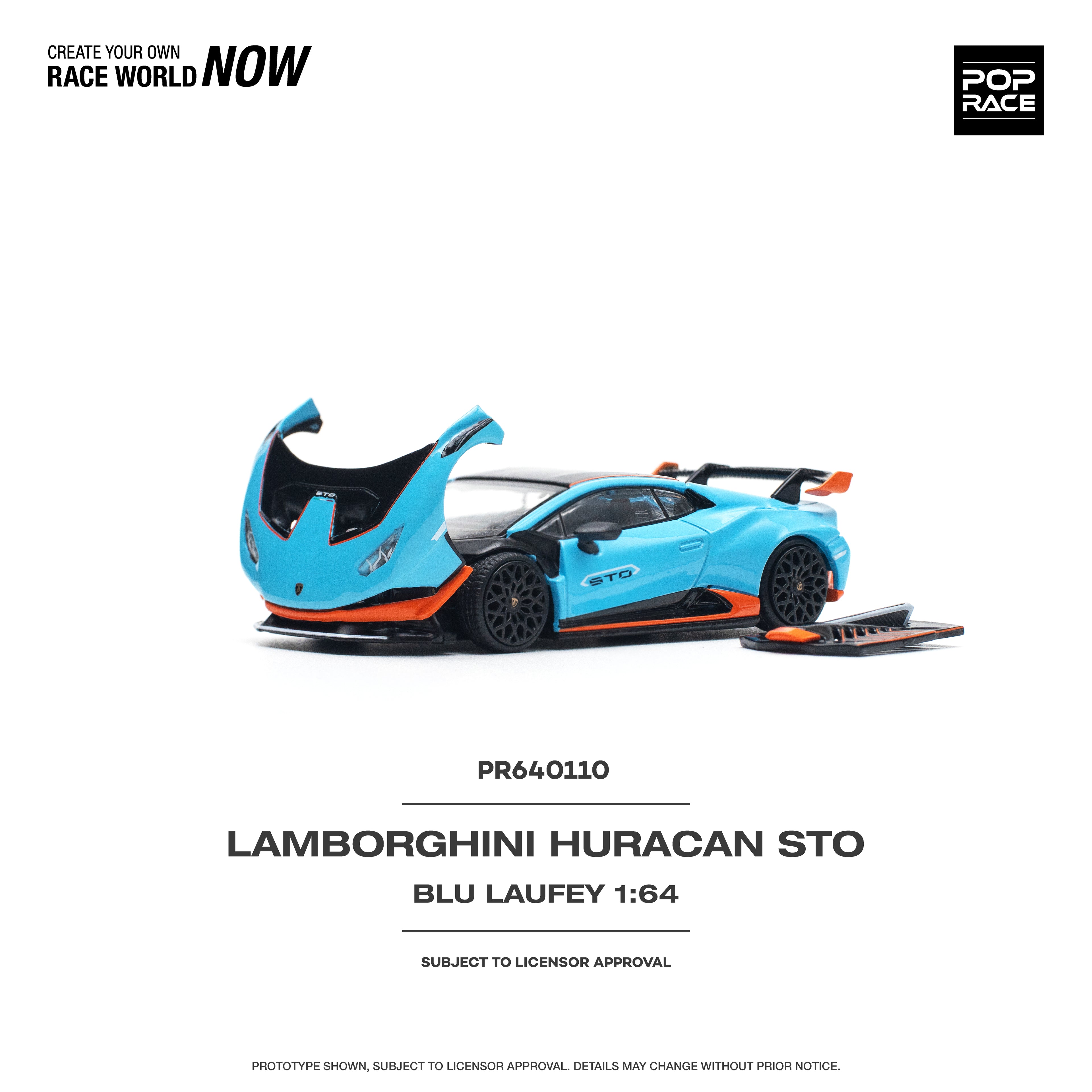 Pop Race 1/64 Lamborghini Huracan STO BLUE PR640110 Diecast Scale Model