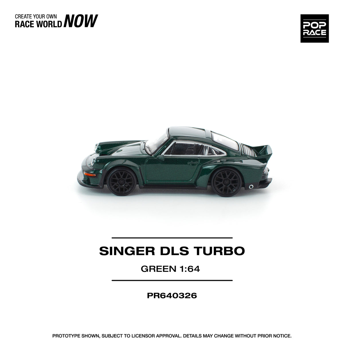 Pop Race 1/64 Singer DLS Turbo Road Green PR640326 Diecast Scale Model