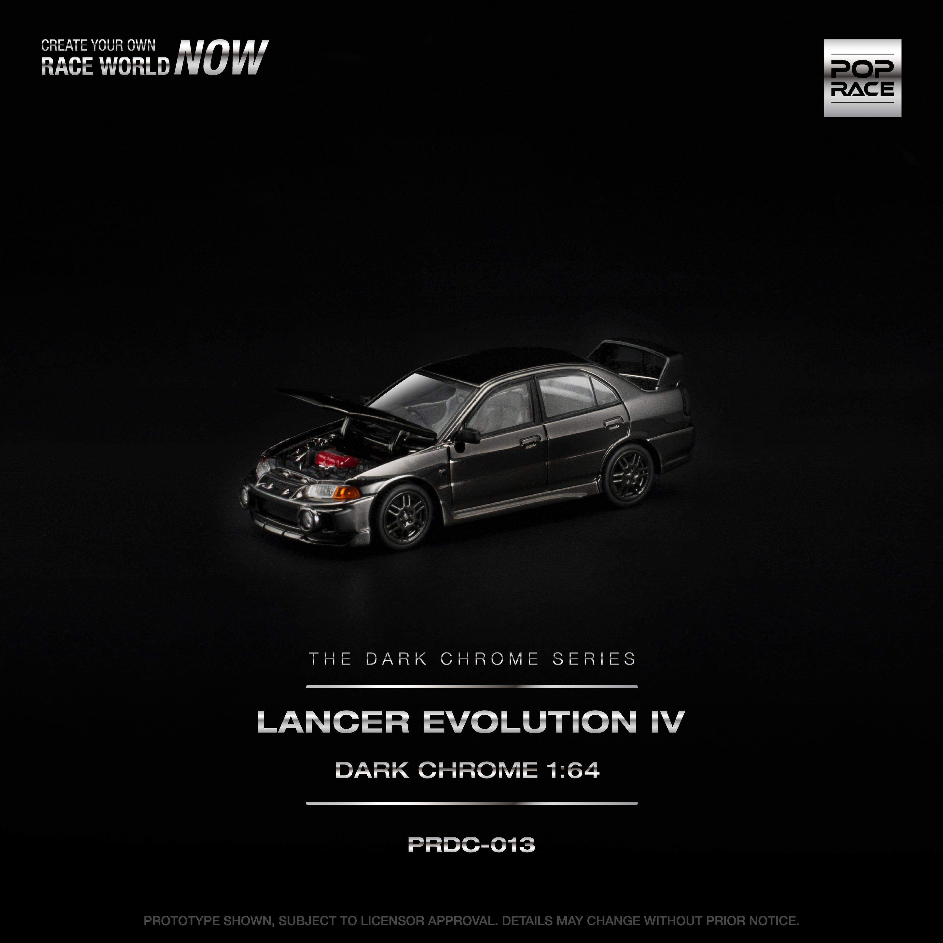 [PRE ORDER] Pop Race 1/64 Lancer Evolution IV Dark Chrome PRDC013 Diecast Scale Model