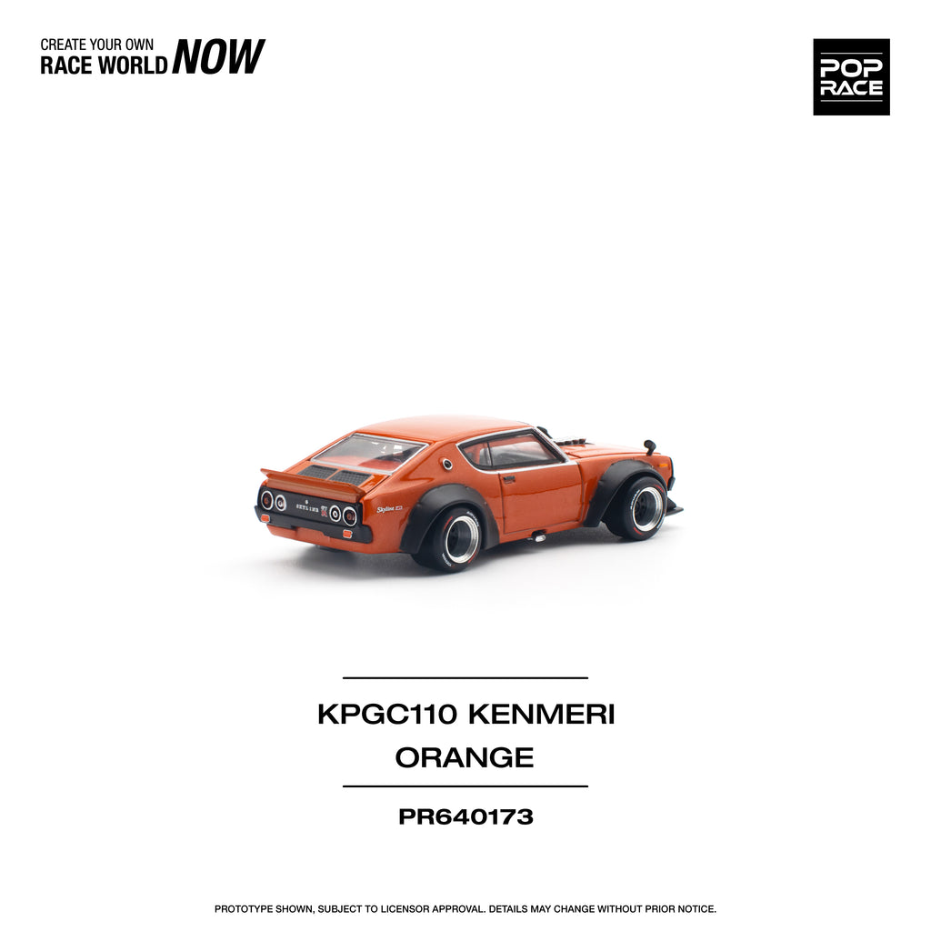 Pop Race 1/64 Nissan Skyline GTR V8 Drift (KENMERI) Orange PR640173 Diecast Scale Model
