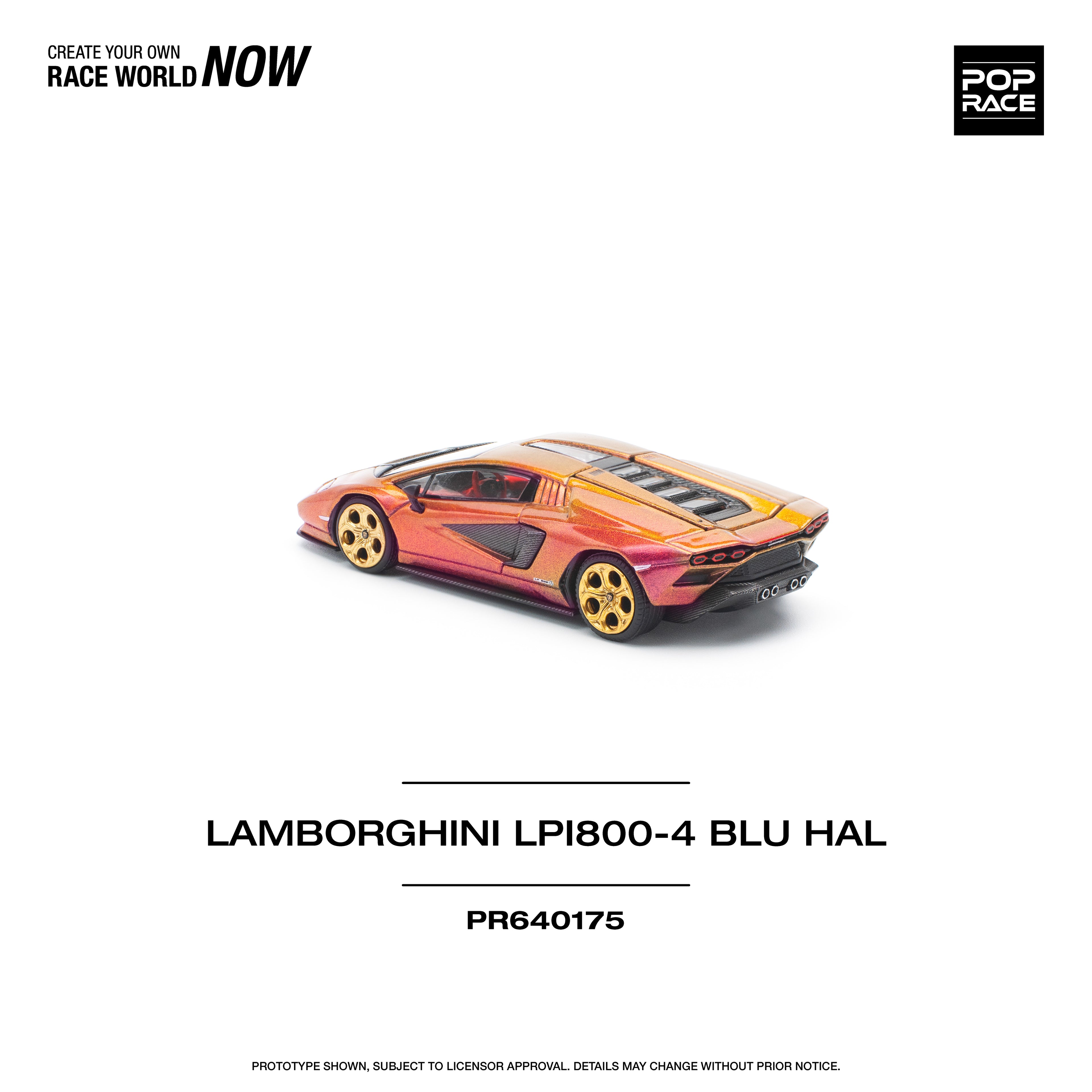Pop Race 1/64 Lamborghini LPI800-4 BLU HAL PR640175 Diecast Scale Model