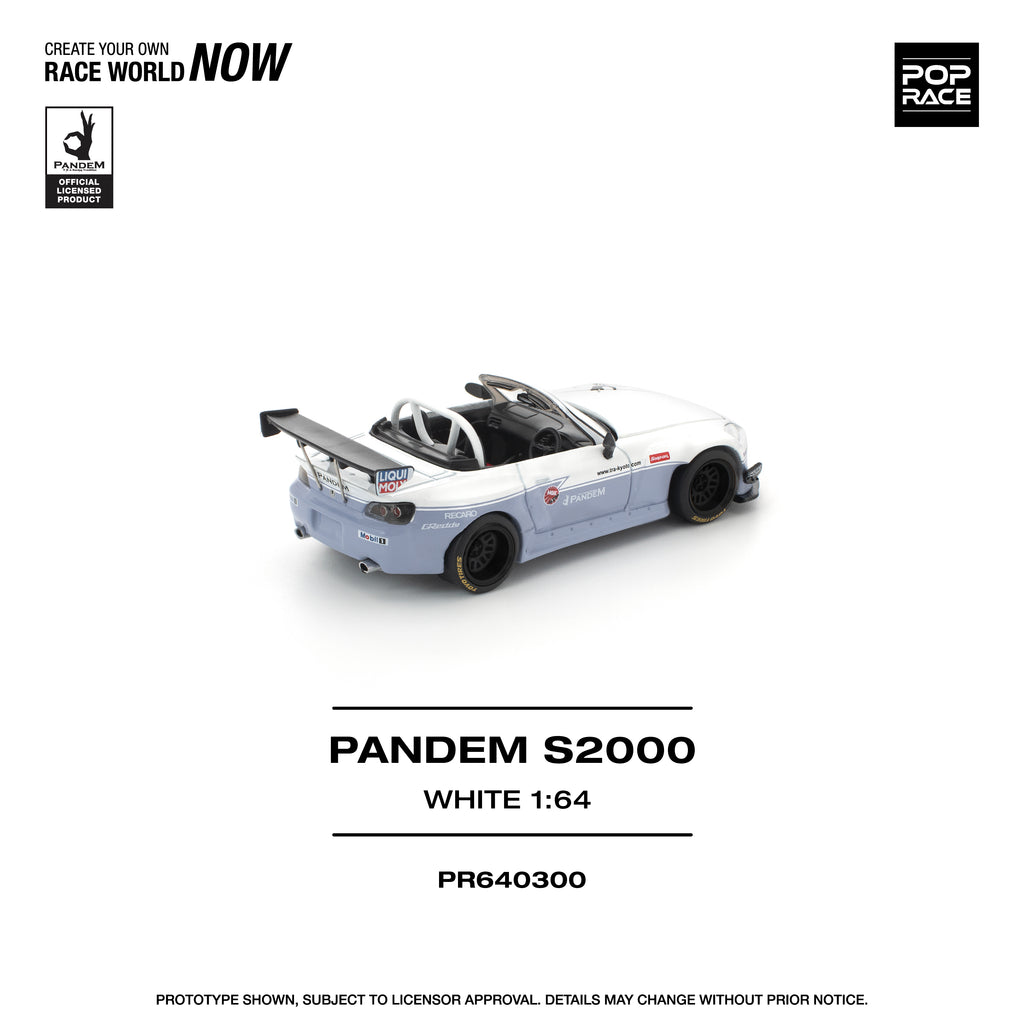 Pop Race 1/64 Honda S2000 Pandem White PR640300 Diecast Scale Model