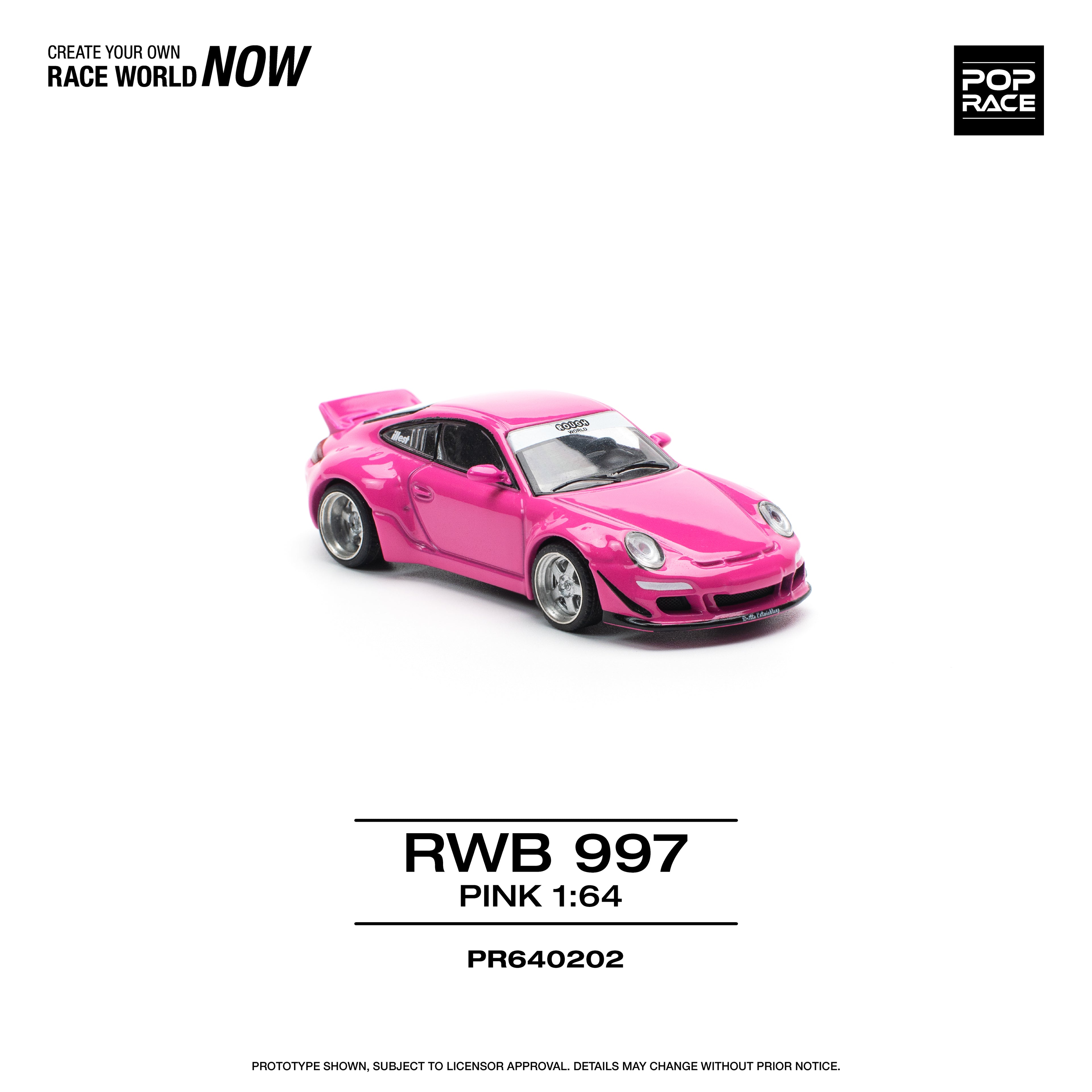 Pop Race 1/64 RWB 997 Pink PR640202 Diecast Scale Model