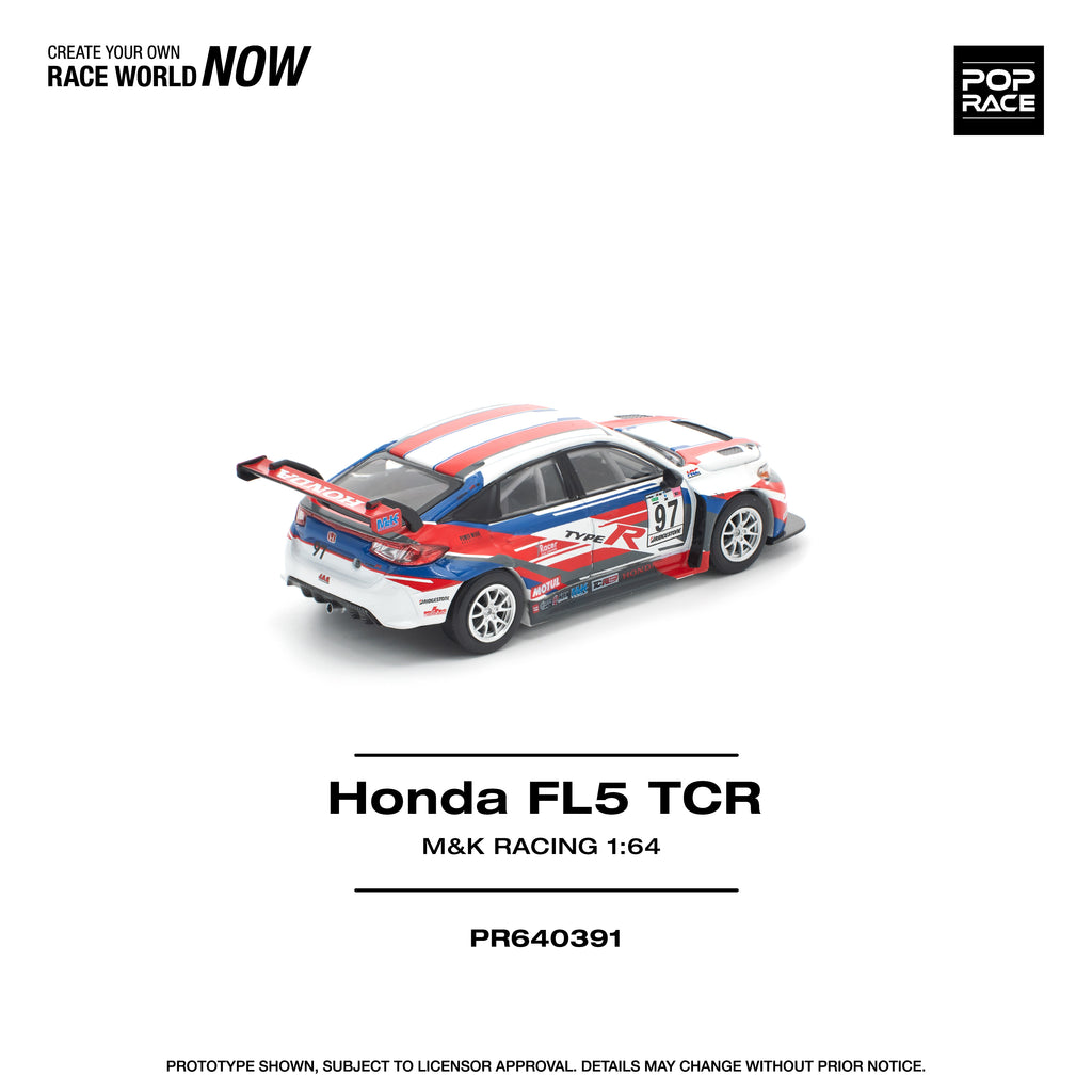 Pop Race 1/64 Honda Civic Type-R FL5 TCR M&K Racing PR640391 Diecast Scale Model