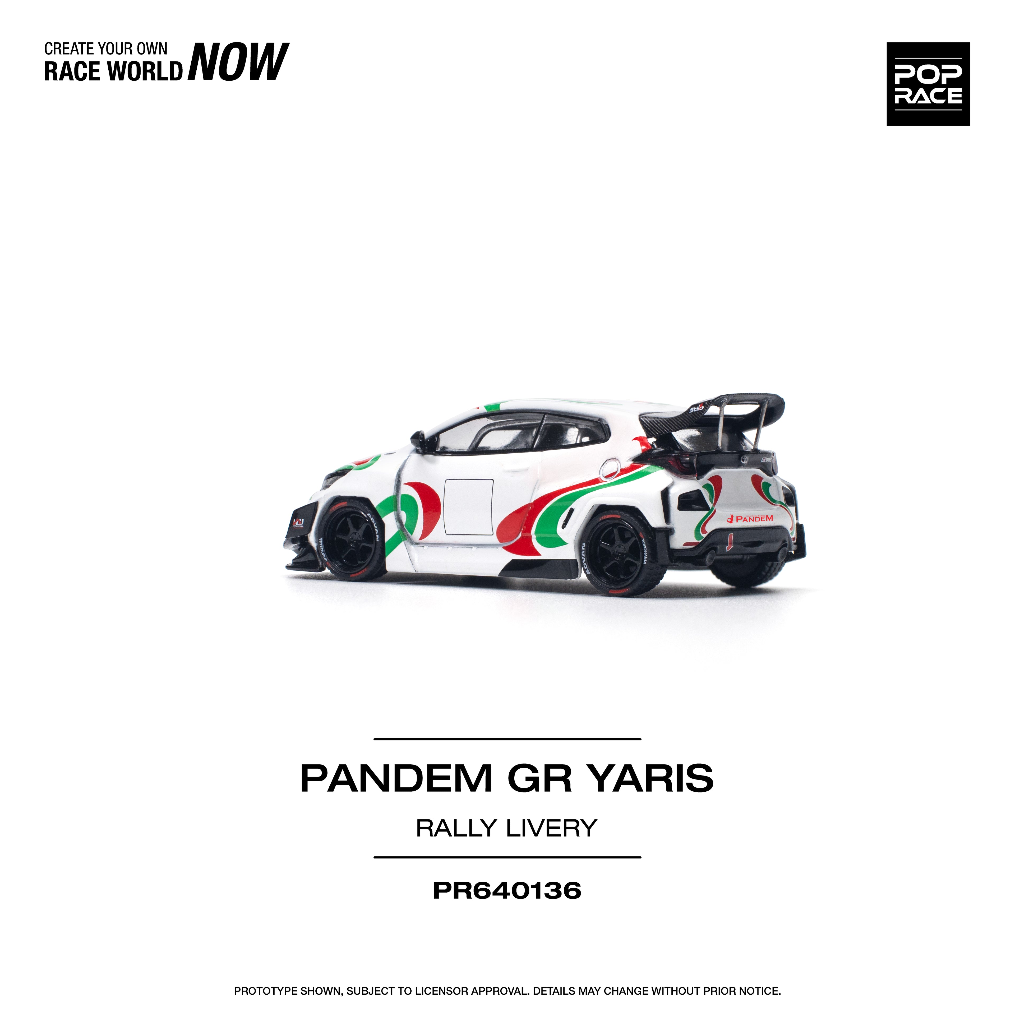 Pop Race 1/64 PANDEM GR Yaris Rally Livery PR640136 Diecast Scale Model