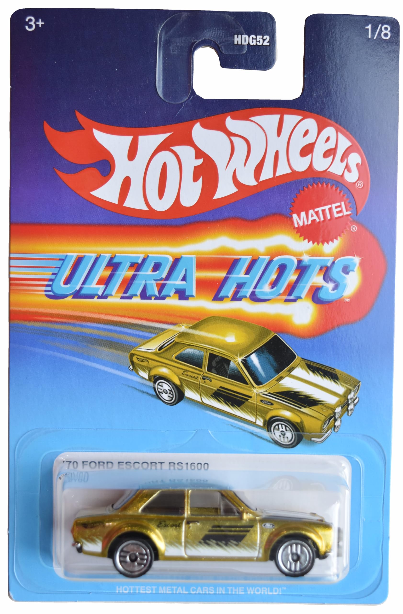 Hot Wheels 1/64 70 Ford Escort RS1600 Ultra Hots Gold BNYHW11122528 Diecast Scale Model