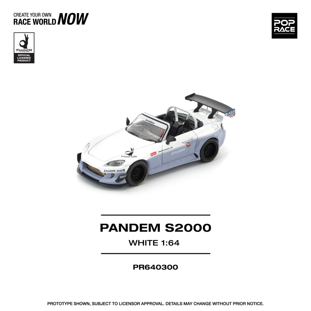 Pop Race 1/64 Honda S2000 Pandem White PR640300 Diecast Scale Model