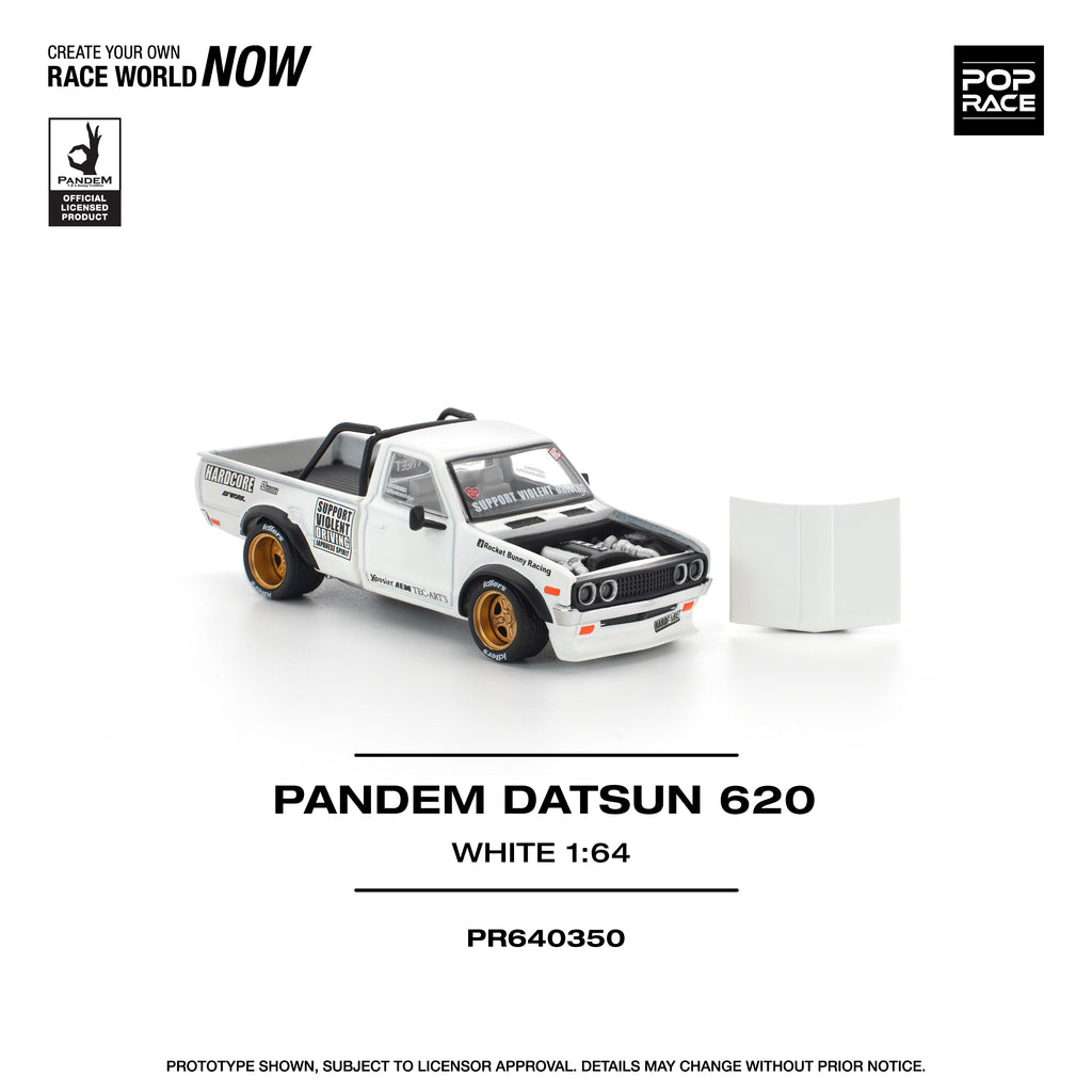 Pop Race 1/64 PANDEM Datsun 620 White PR640350 Diecast Scale Model