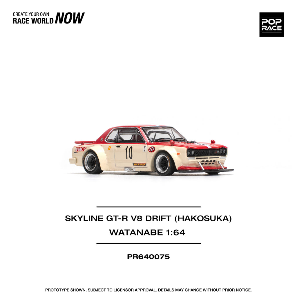 Pop Race 1/64 Nissan Skyline GT-R V8 Drift (Hakosuka) JP- Watanabe PR640075 Diecast Scale Model