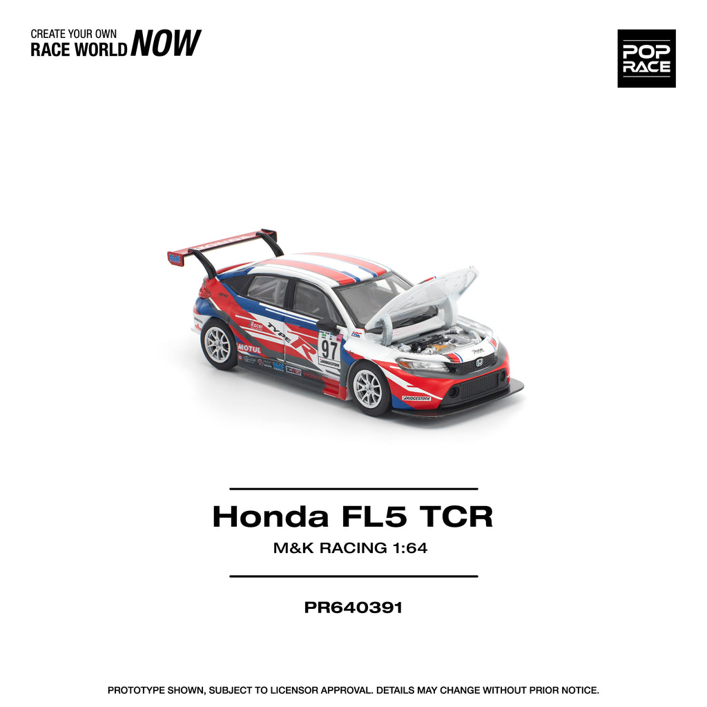 Pop Race 1/64 Honda Civic Type-R FL5 TCR M&K Racing PR640391 Diecast Scale Model