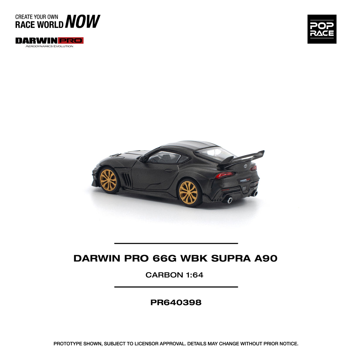Pop Race 1/64 Darwin Pro 66G WBK Supra A90, carbon edition PR640398 Diecast Scale Model