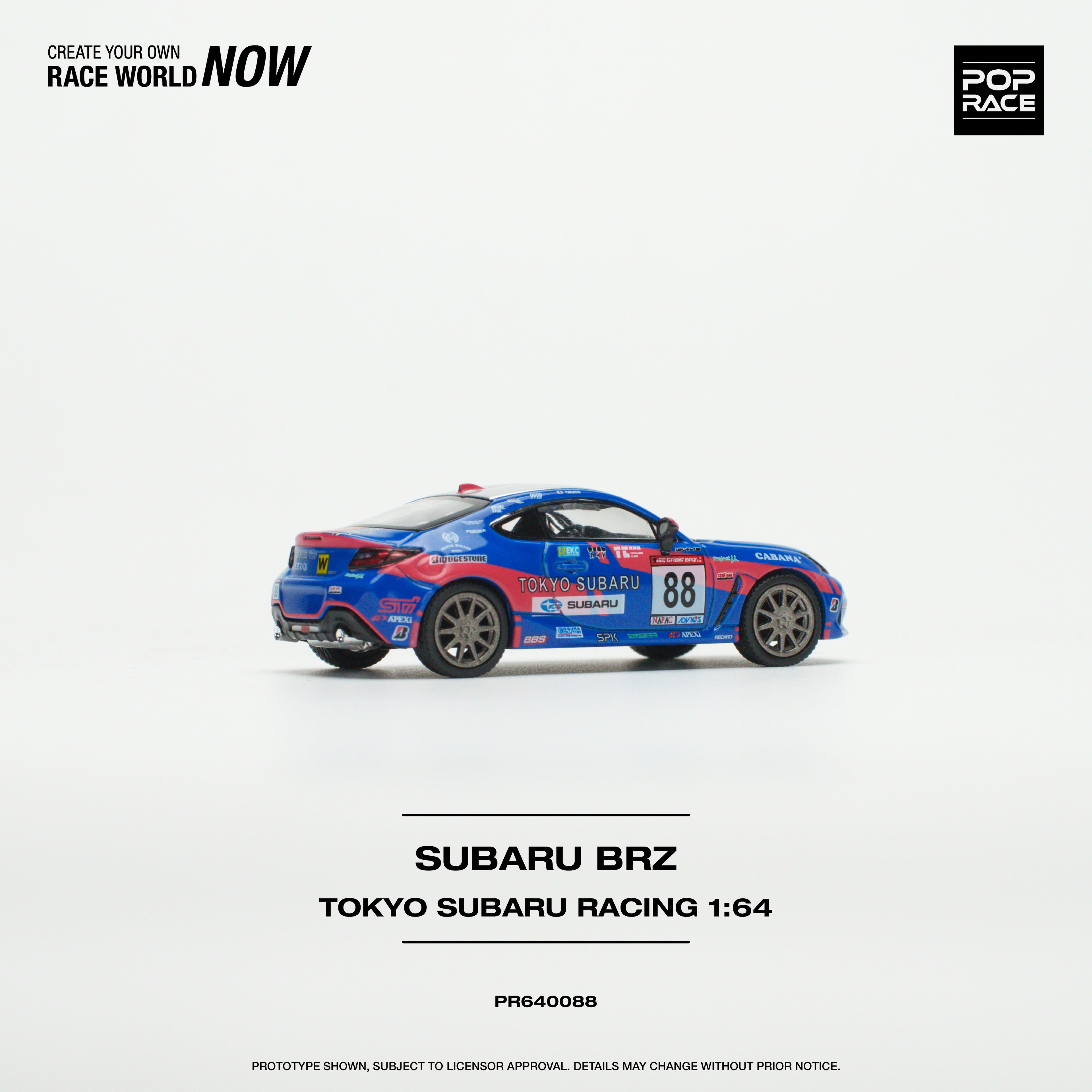 Pop Race 1:64 Subaru BRZ Tokyo Subaru Racing PR640088 Diecast Scale Model