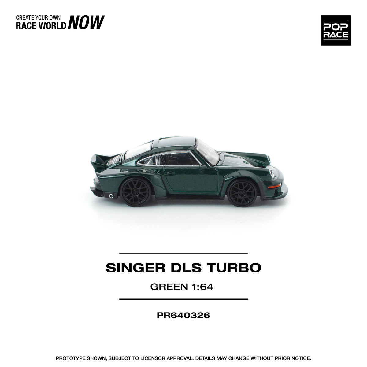 Pop Race 1/64 Singer DLS Turbo Road Green PR640326 Diecast Scale Model