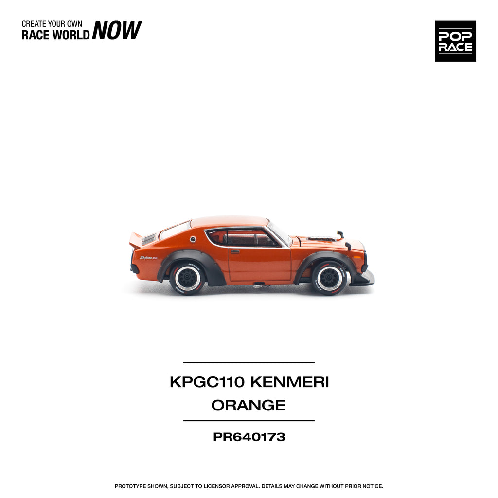 Pop Race 1/64 Nissan Skyline GTR V8 Drift (KENMERI) Orange PR640173 Diecast Scale Model