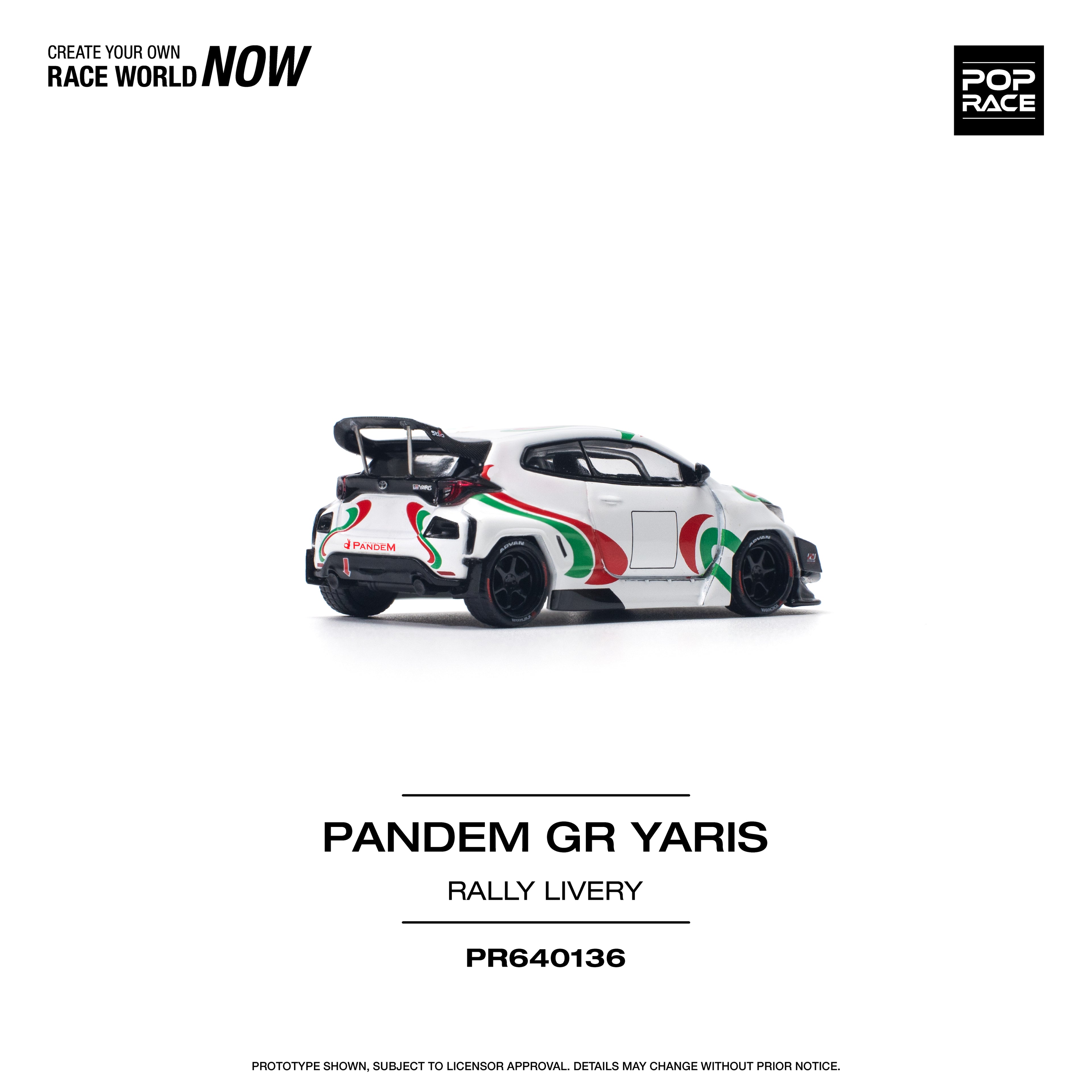 Pop Race 1/64 PANDEM GR Yaris Rally Livery PR640136 Diecast Scale Model