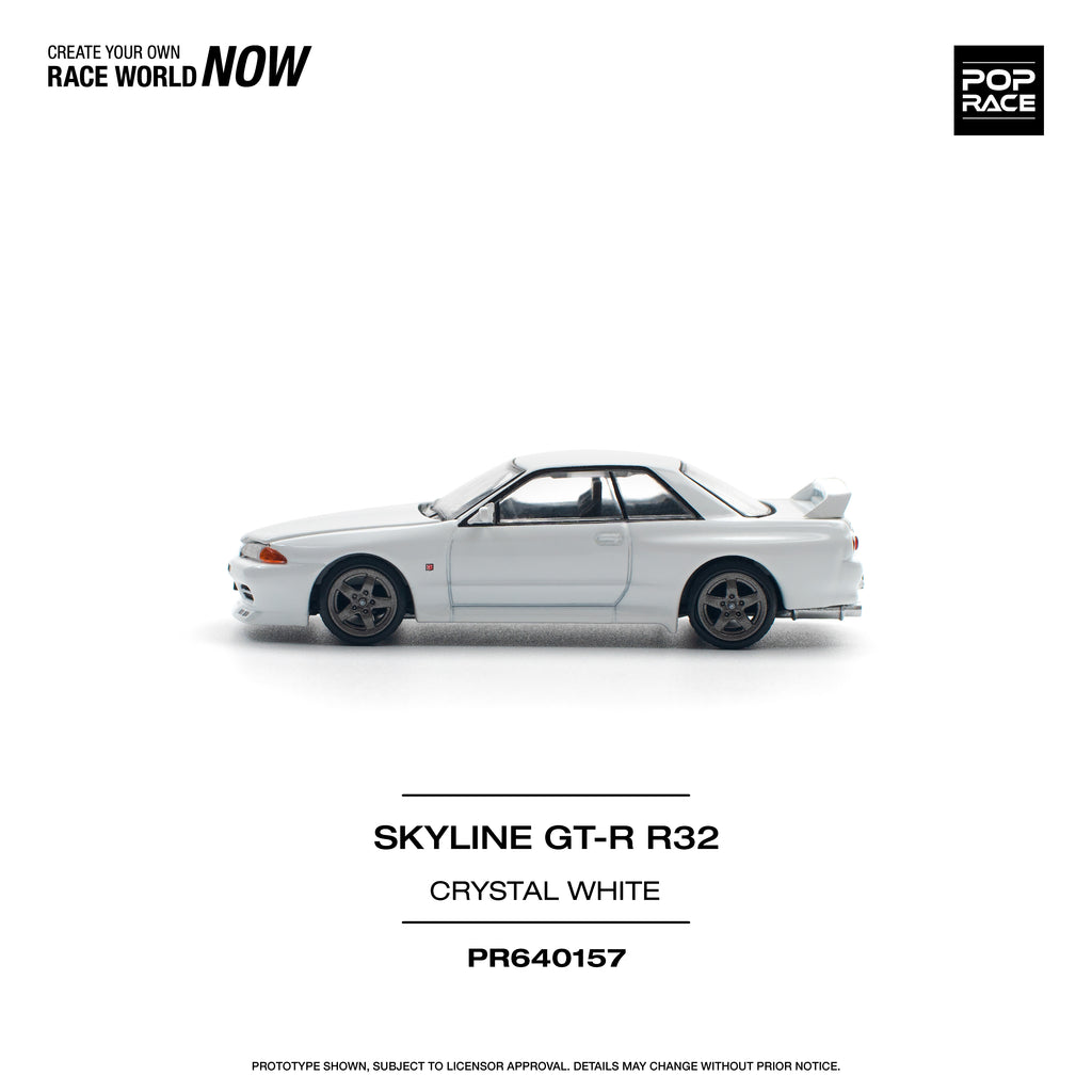 Pop Race 1/64 GTR R32 Crystal White PR640157 Diecast Scale Model