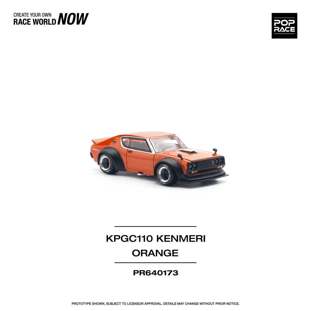 Pop Race 1/64 Nissan Skyline GTR V8 Drift (KENMERI) Orange PR640173 Diecast Scale Model