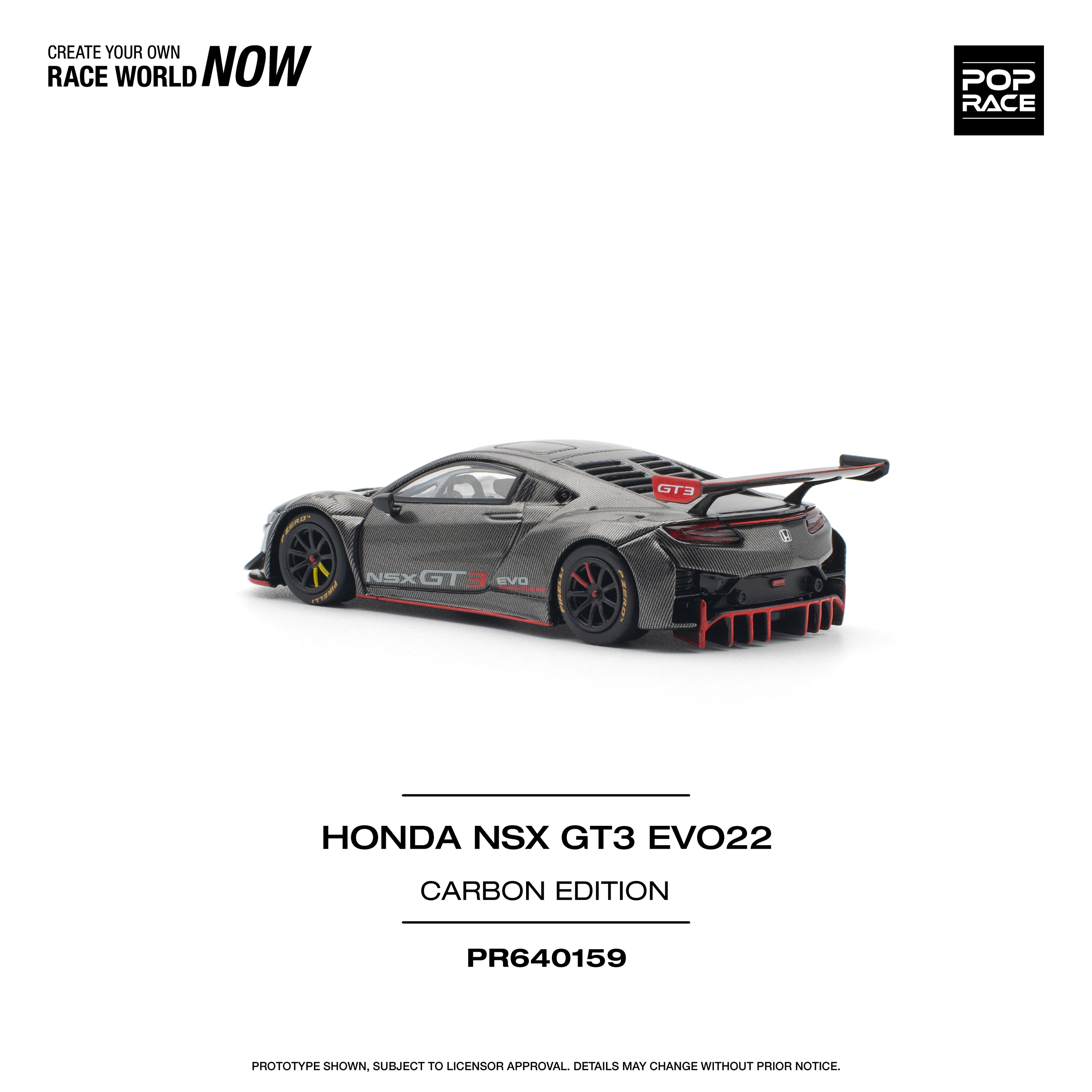 Pop Race 1/64 Honda NSX GT3 EVO22 Carbon Edition PR640159 Diecast Scale Model
