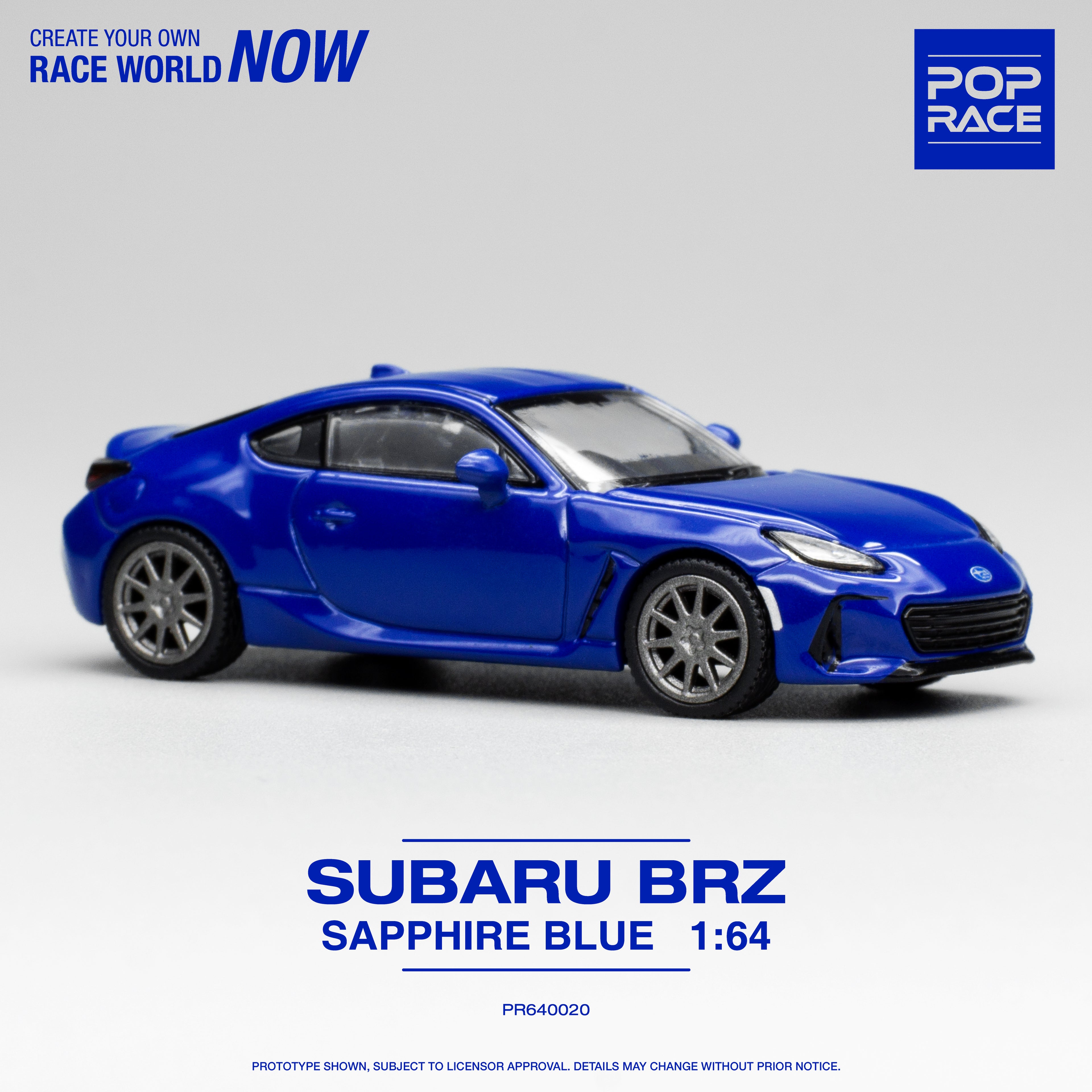 Pop Race 1/64 SUBARU BRZ SAPPHIRE BLUE PR640020 Diecast Scale Model