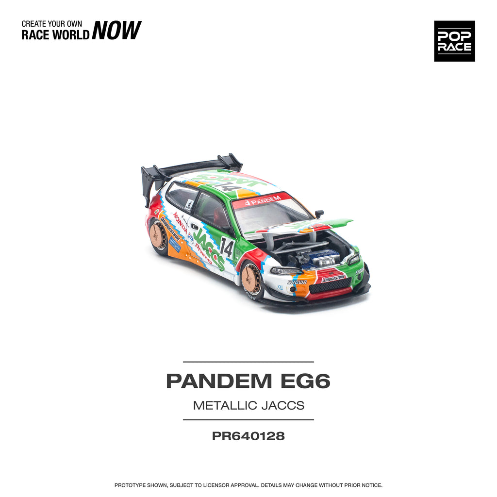 Pop Race 1/64 PANDEM CIVIC EG6 v1.5 JACCS PR640128 Diecast Scale Model