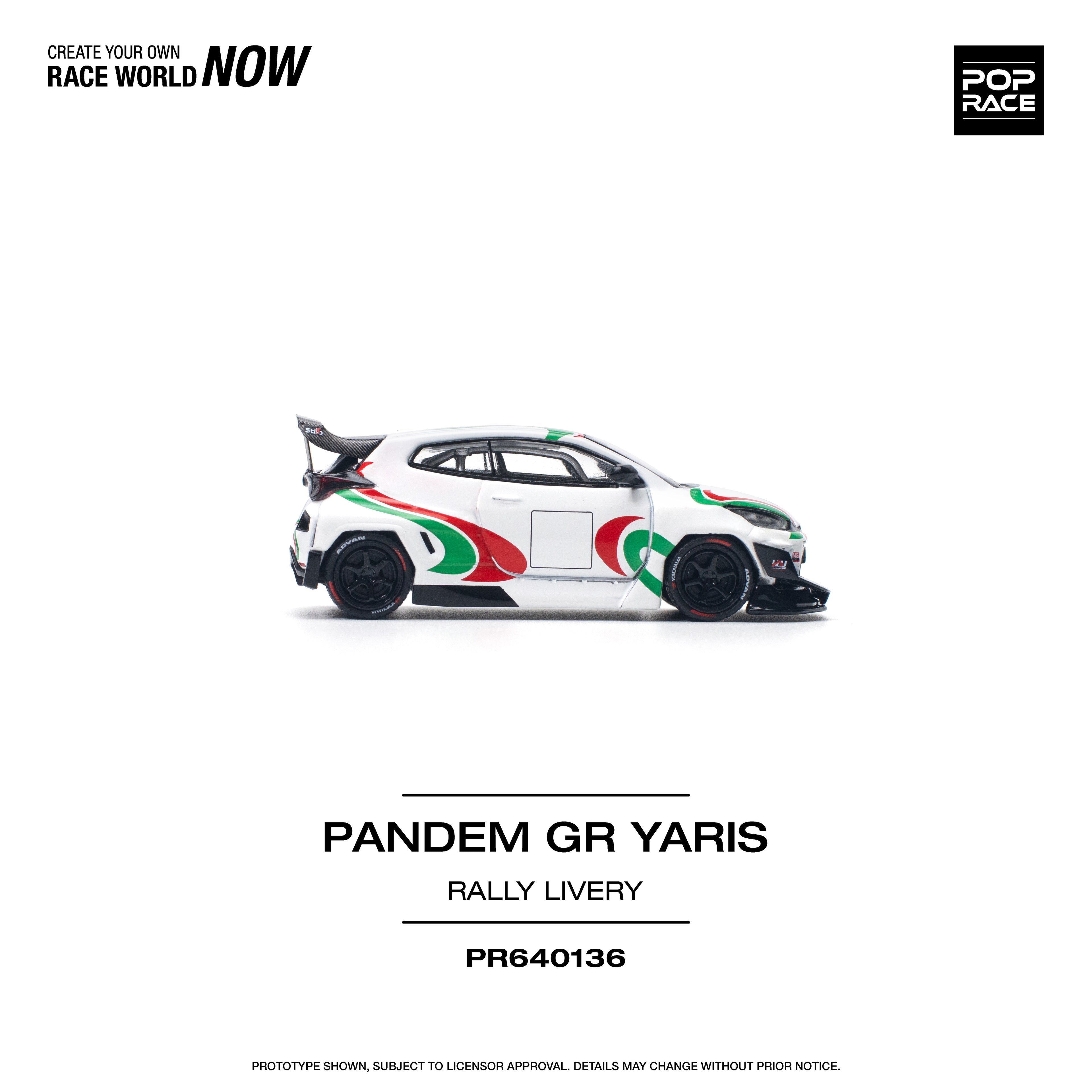 Pop Race 1/64 PANDEM GR Yaris Rally Livery PR640136 Diecast Scale Model