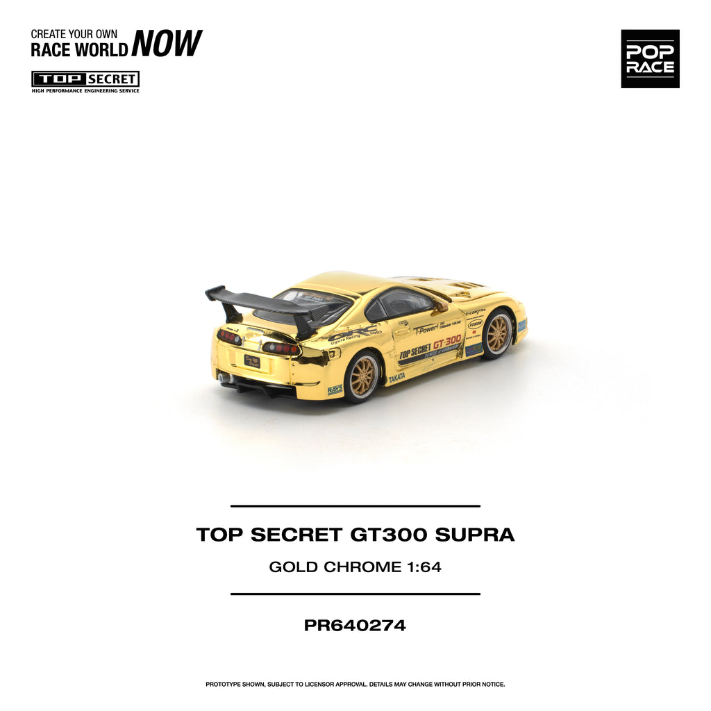 [PRE ORDER] Pop Race 1/64 Top Secret GT300 Supra Gold Chrome PR640274 Diecast Scale Model